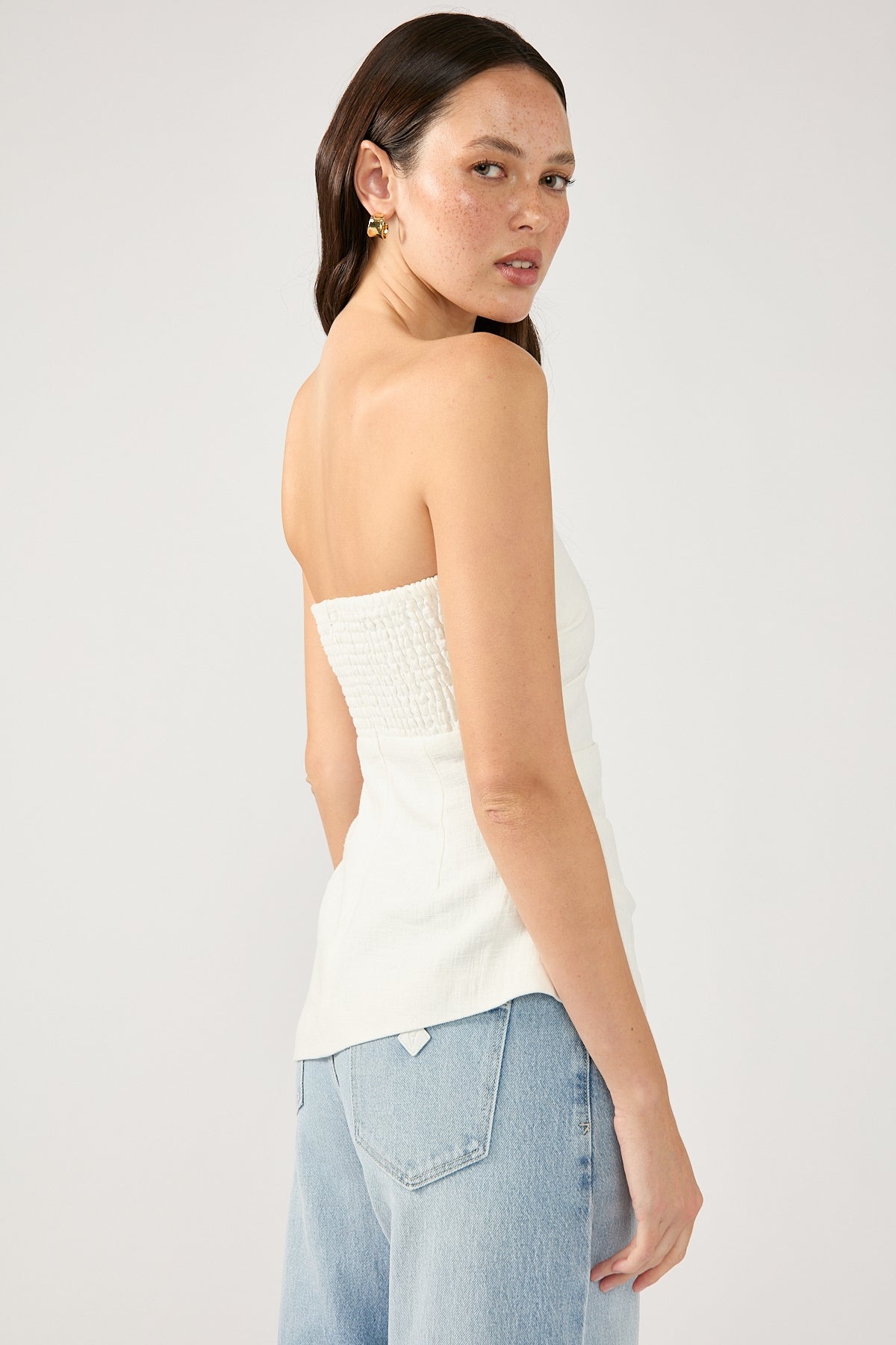 Perfect Stranger Menorca Strapless Asymmetrical Top White