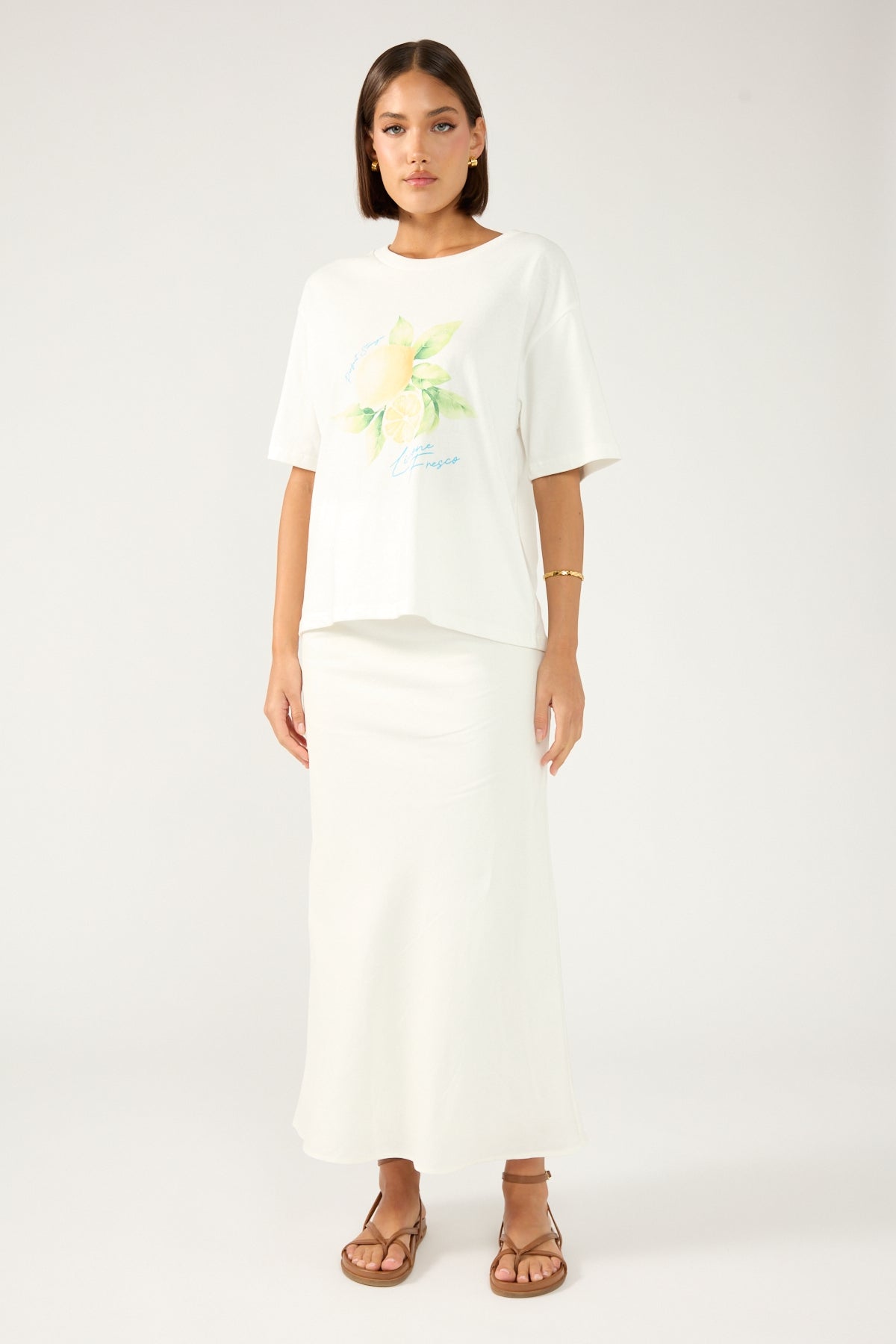 Perfect Stranger Chella Drawcord Midi Skirt White