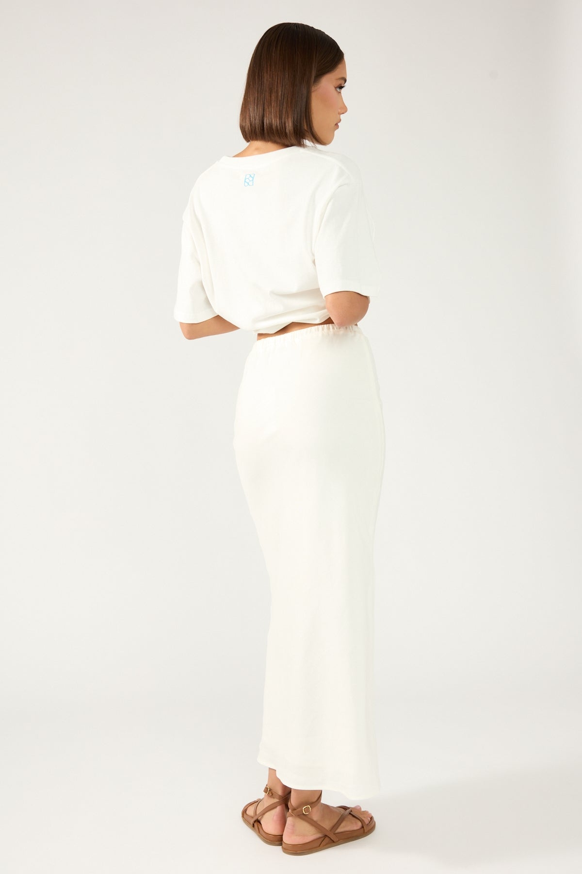 Perfect Stranger Chella Drawcord Midi Skirt White