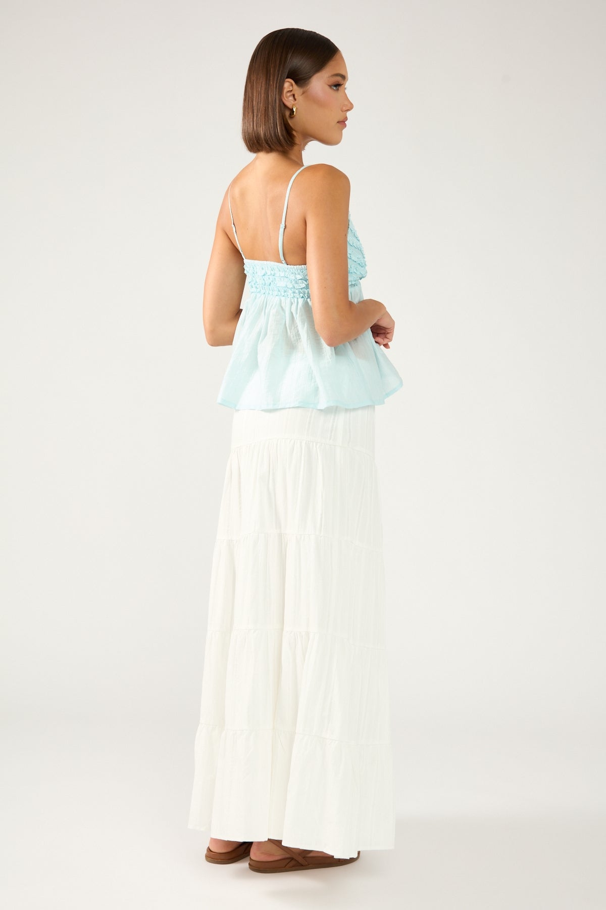 Perfect Stranger Lucille Tiered Maxi Skirt White