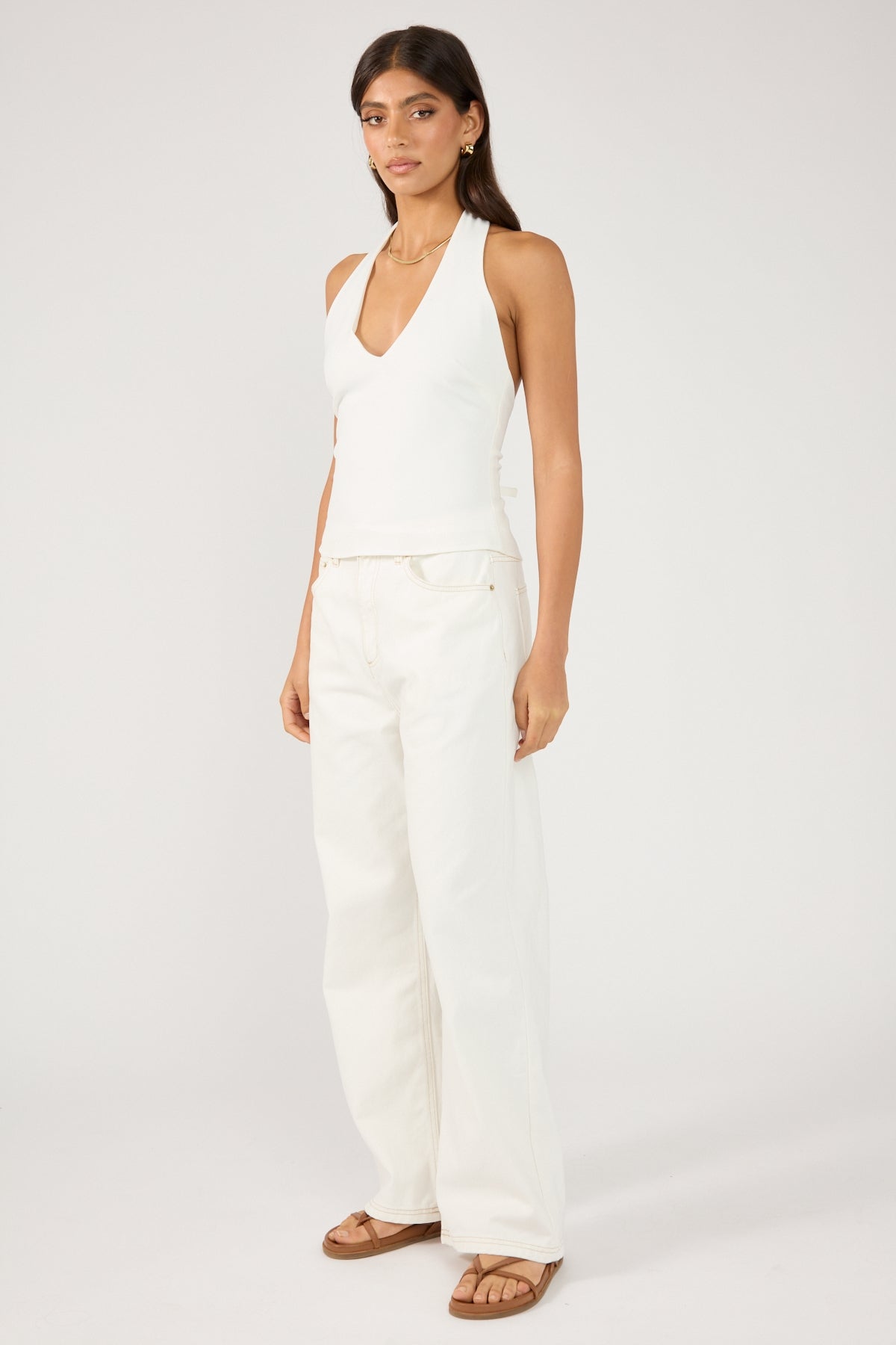 Perfect Stranger Fay Recycled Halter Neck Top White
