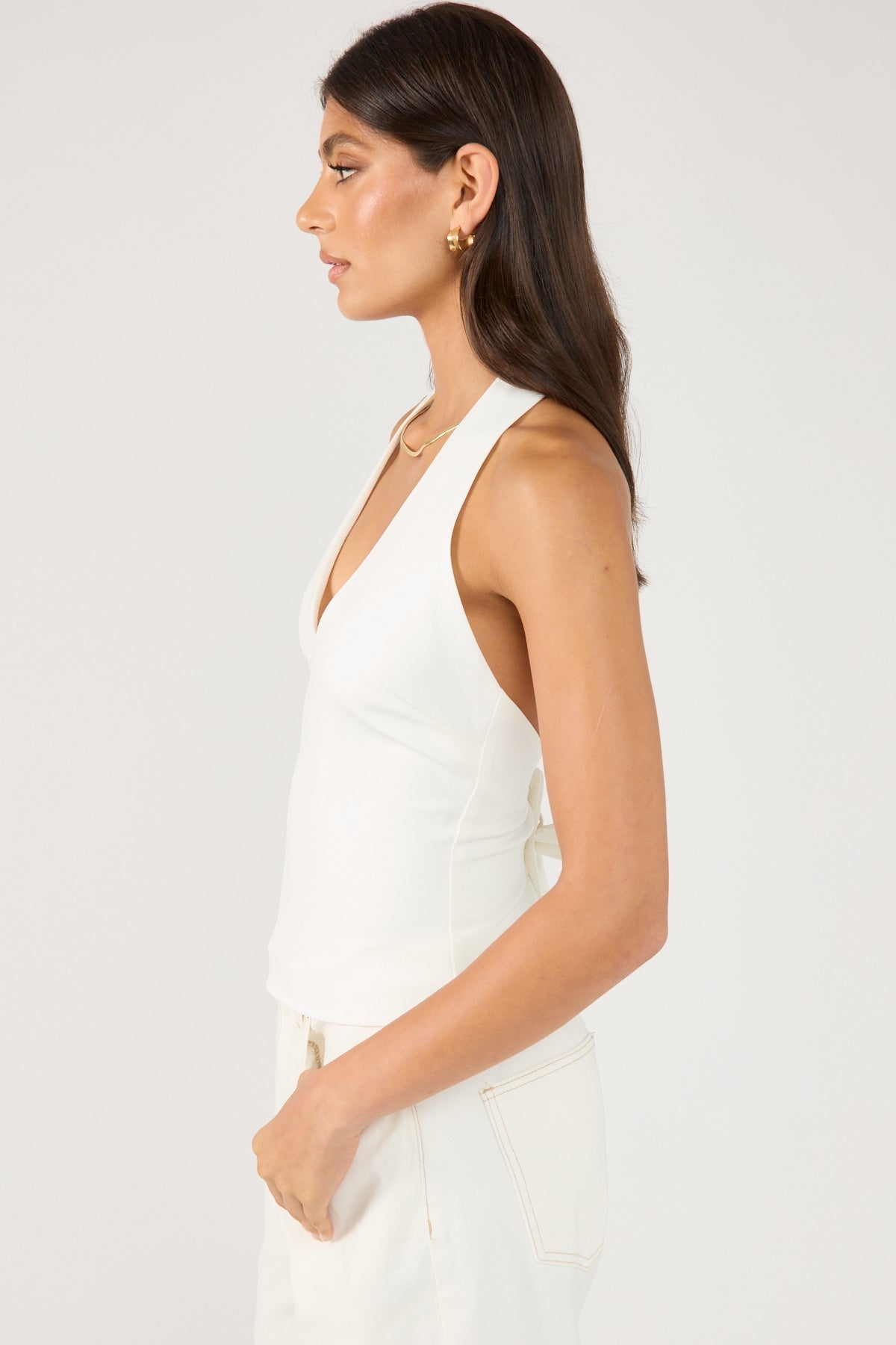 Perfect Stranger Fay Recycled Halter Neck Top White