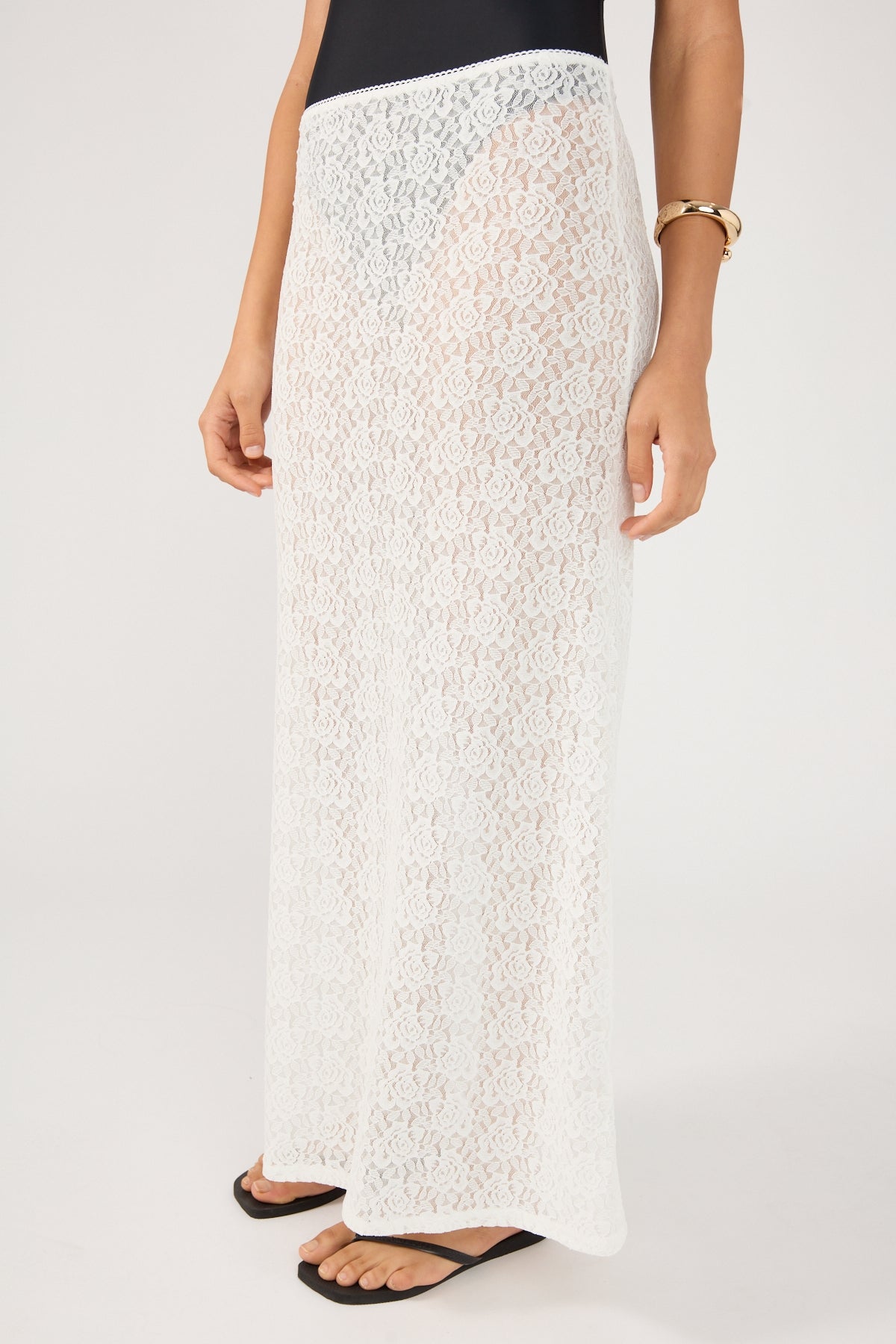 Perfect Stranger Inez Lace Maxi Skirt White