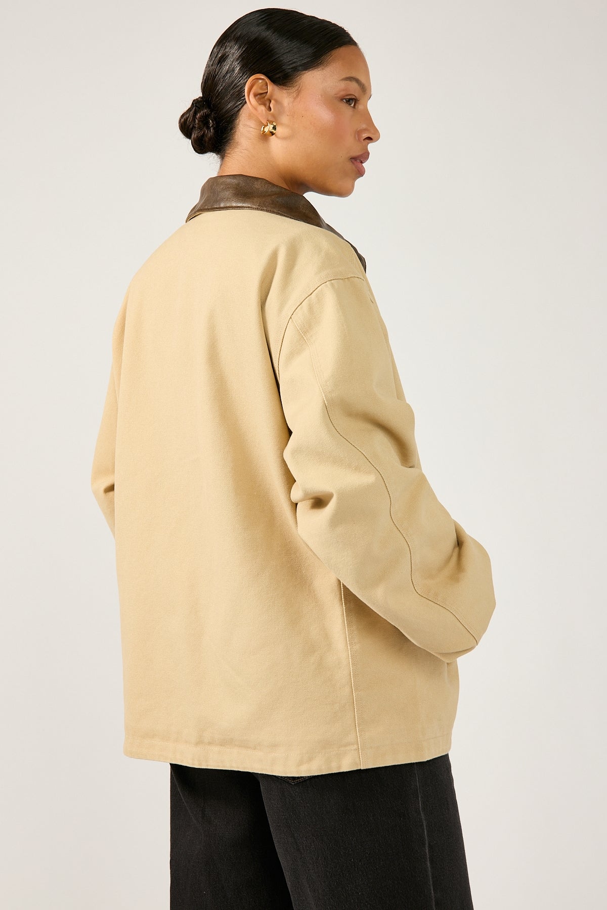 Perfect Stranger Barn Contrast Collar Jacket Stone