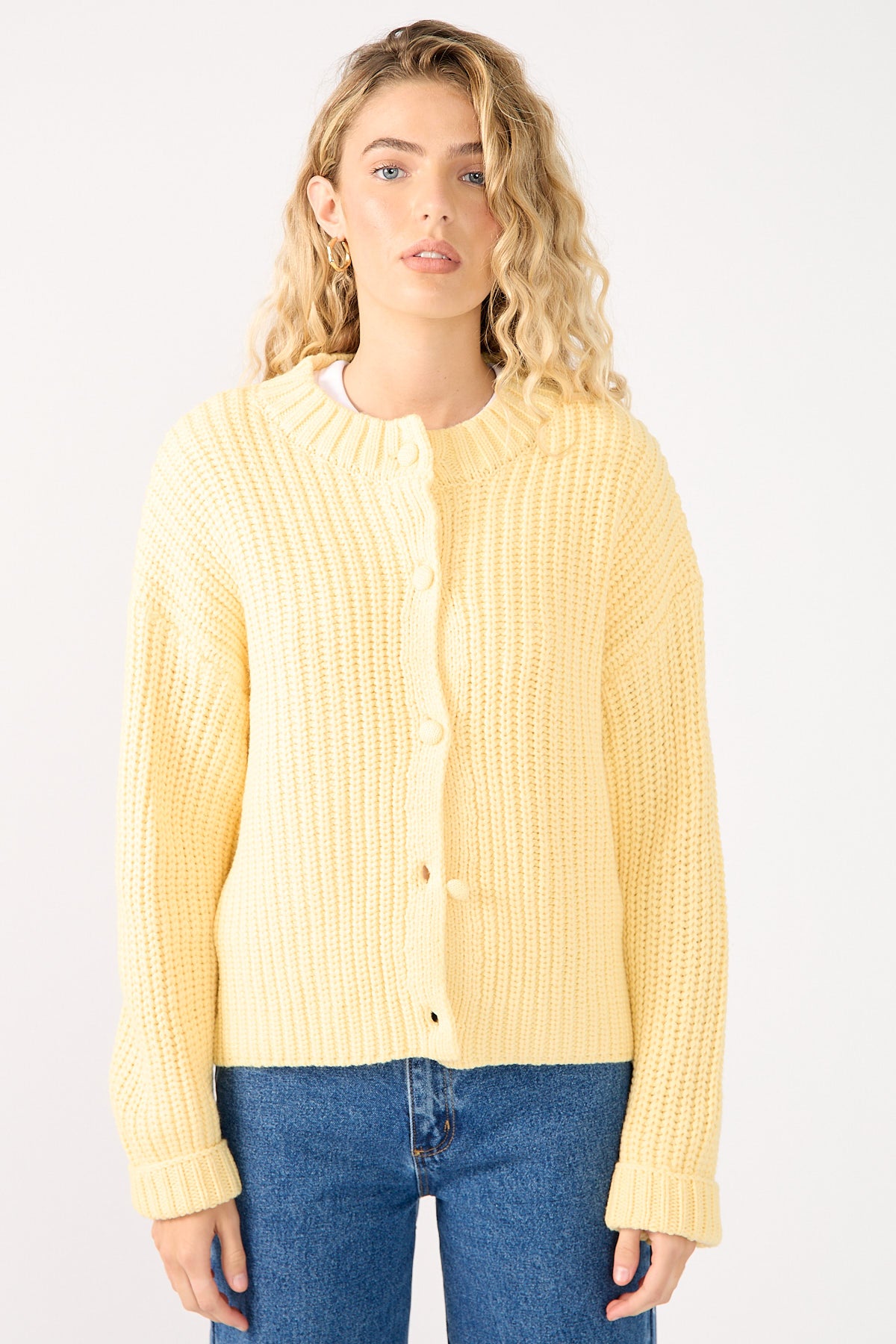 Perfect Stranger Dottie Slouch Cardigan Lemon