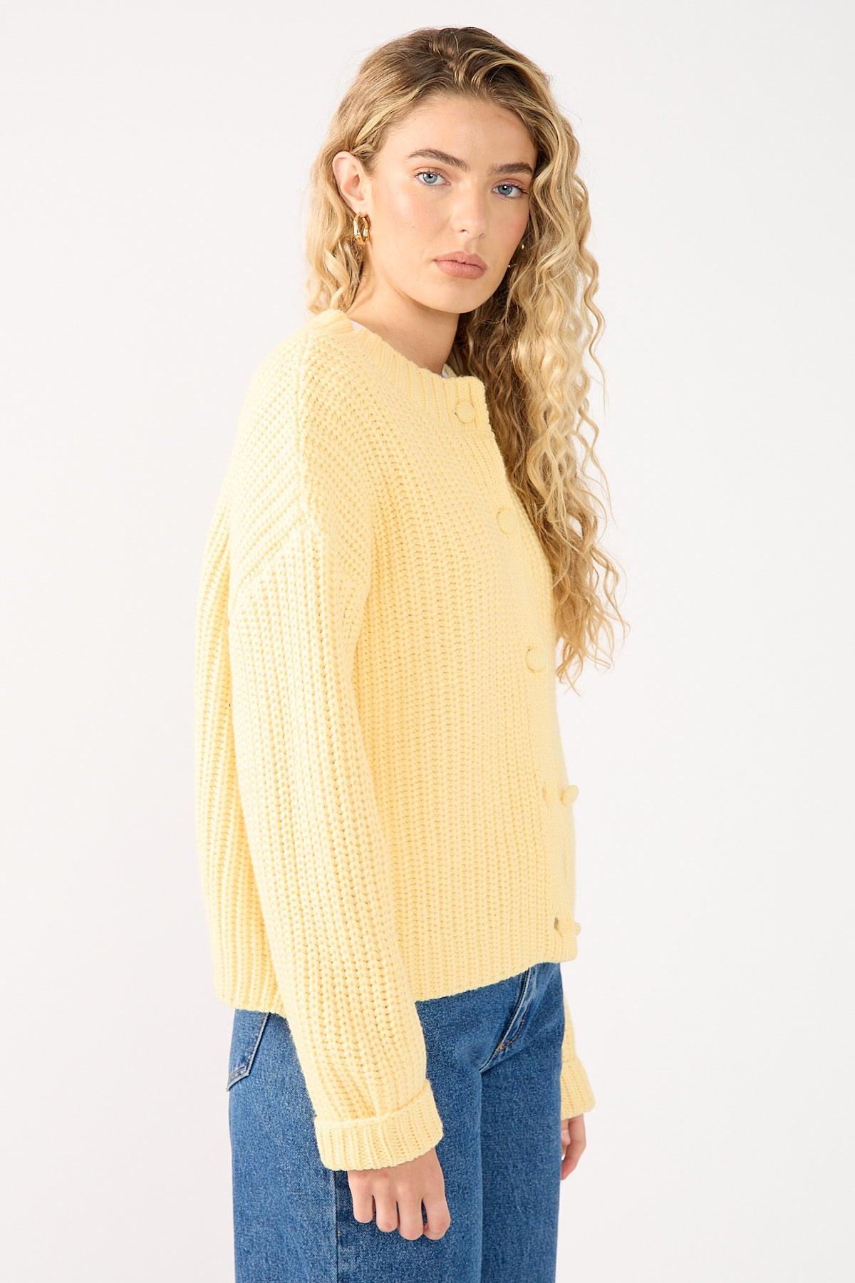 Perfect Stranger Dottie Slouch Cardigan Lemon
