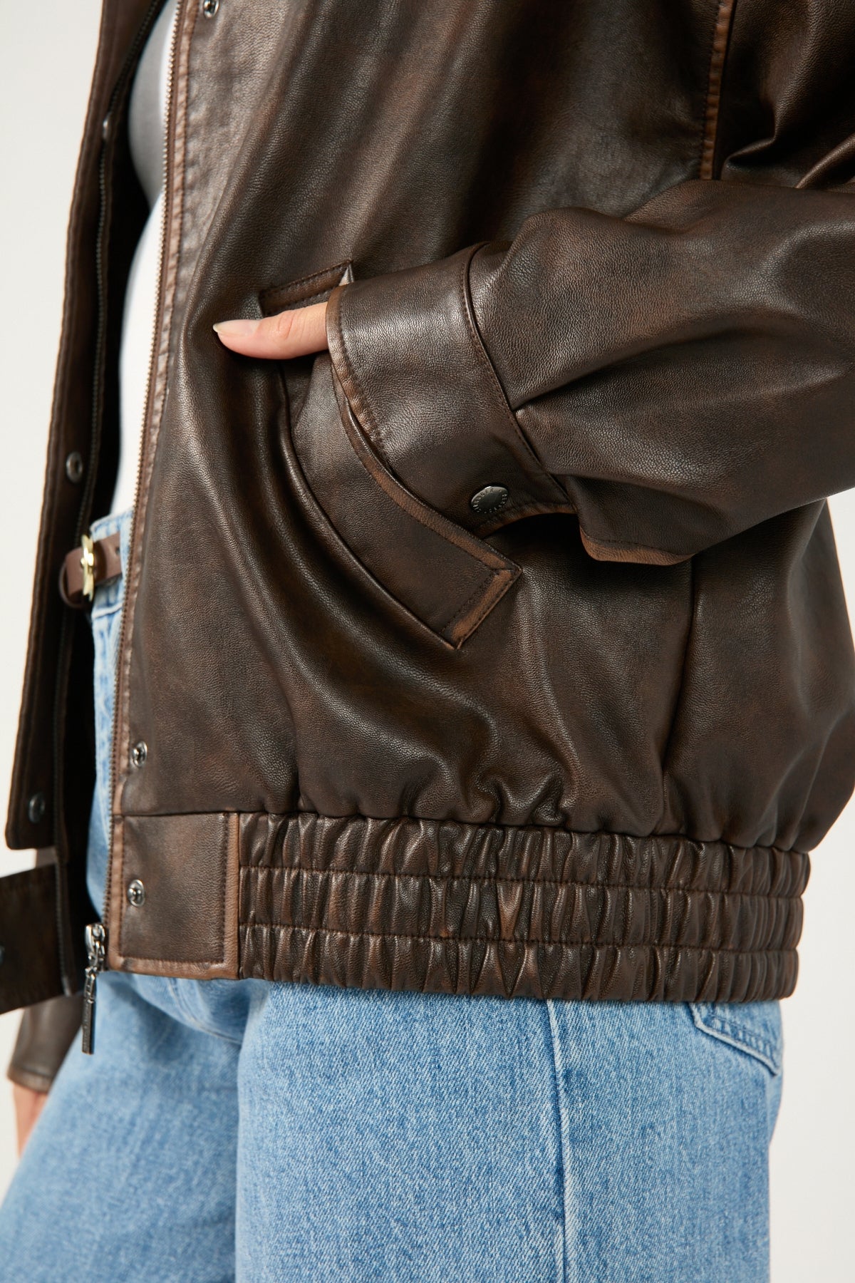 Perfect Stranger Washed Maxx PU Bomber Brown