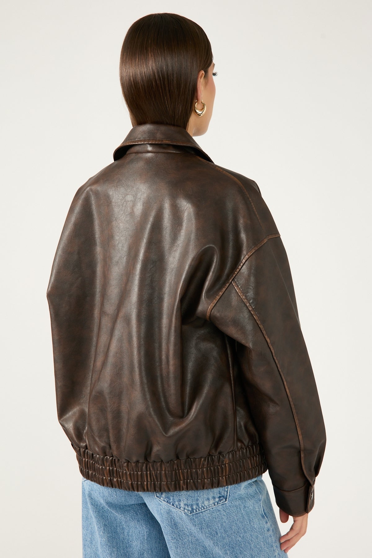 Perfect Stranger Washed Maxx PU Bomber Brown