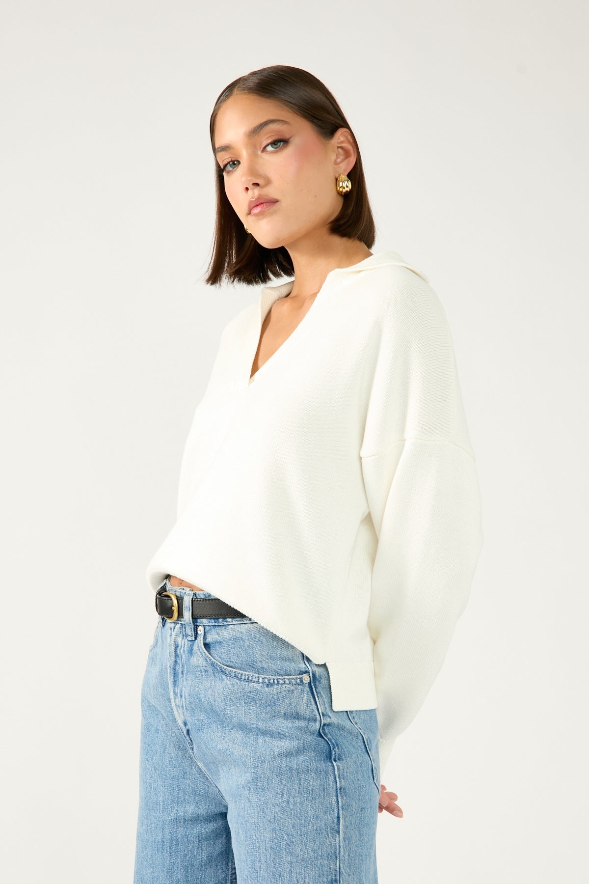 Perfect Stranger Amare Polo Neck Knit Cream