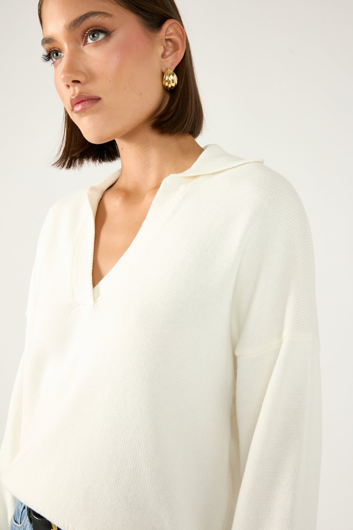 Perfect Stranger Amare Polo Neck Knit Cream