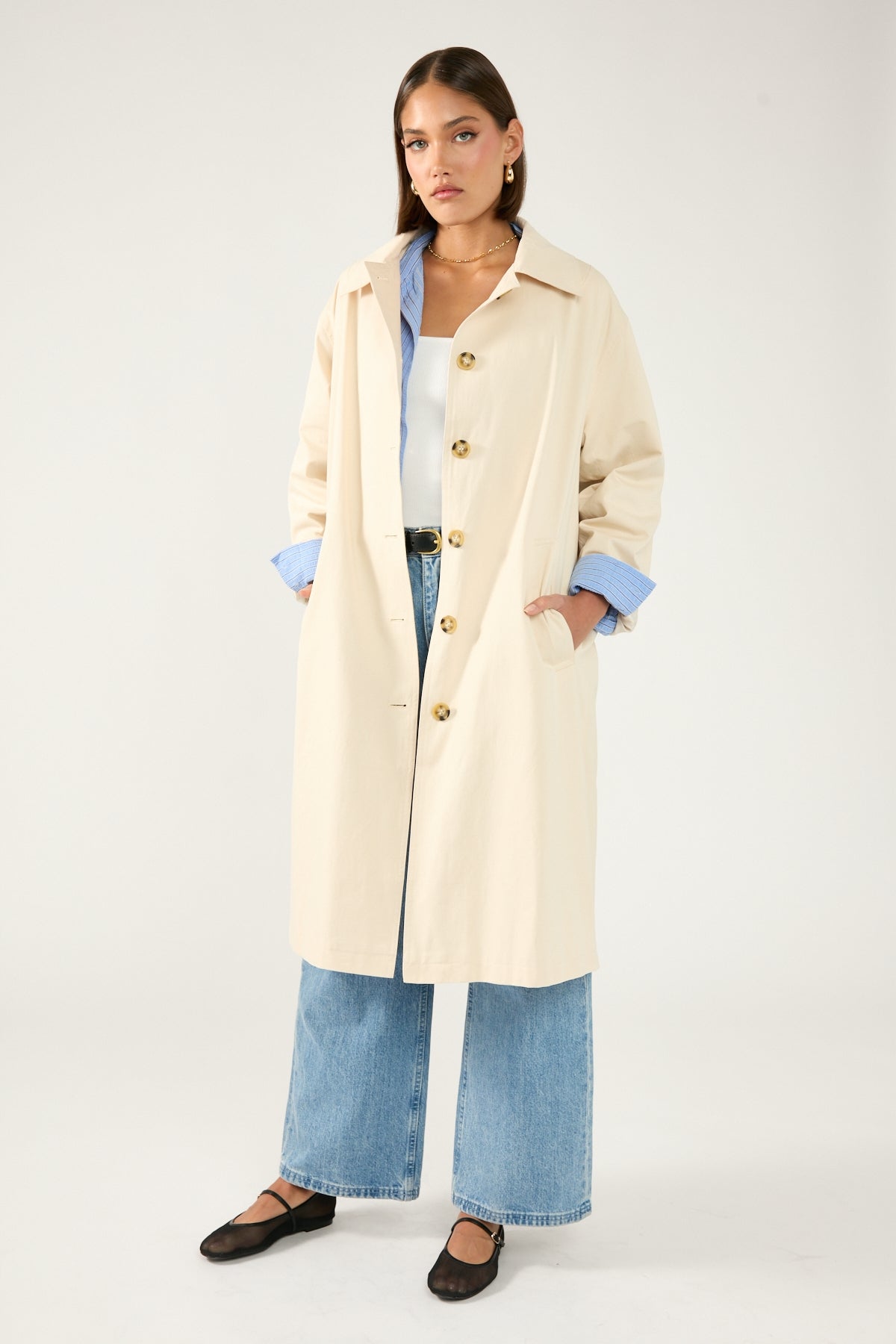 Perfect Stranger London Collar Trench Coat Stone