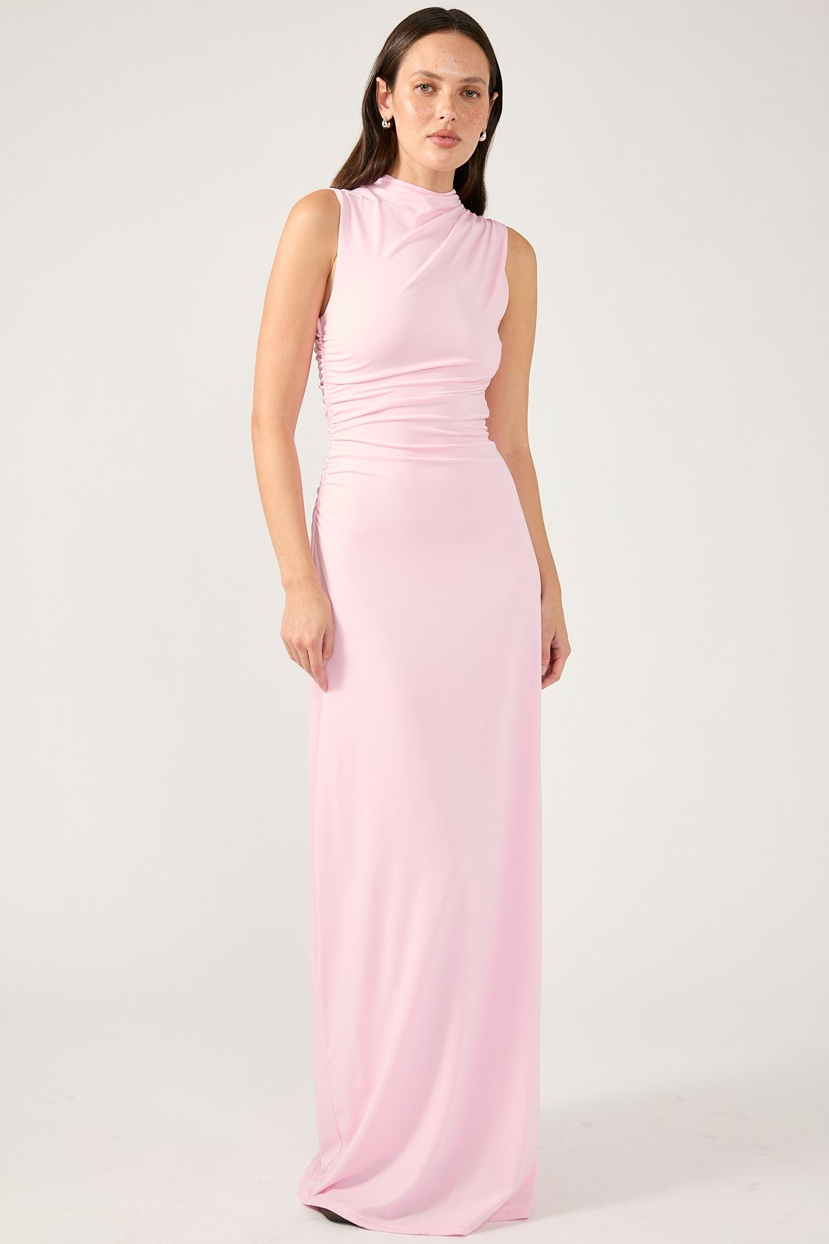 Perfect Stranger Rosewood High Neck Maxi Dress Pink