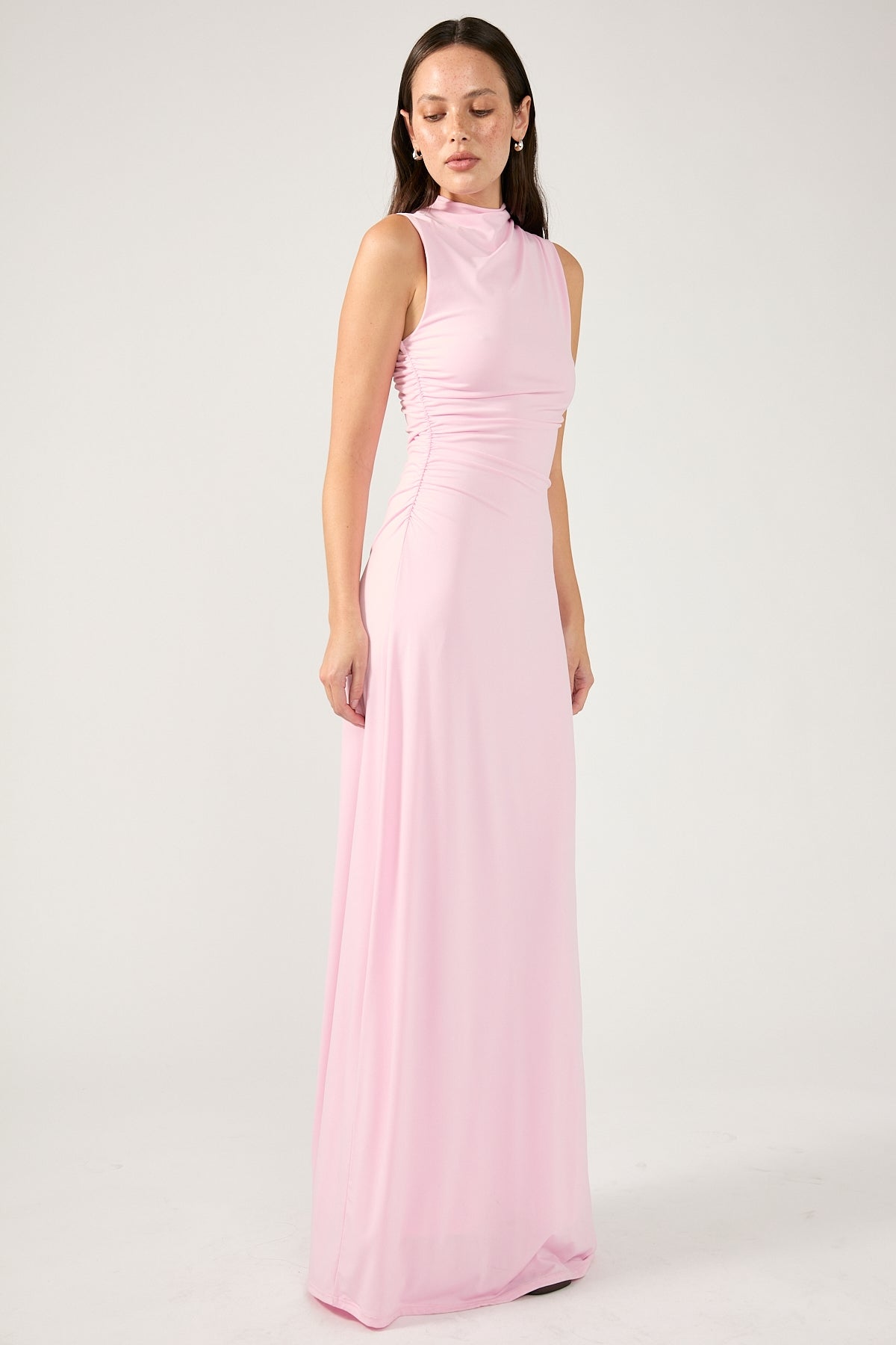 Perfect Stranger Rosewood High Neck Maxi Dress Pink