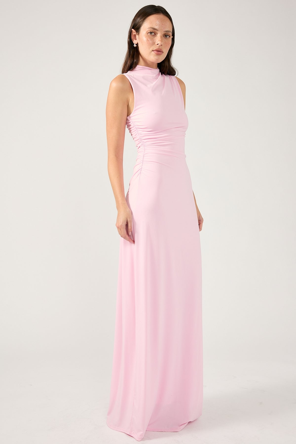 Perfect Stranger Rosewood High Neck Maxi Dress Pink