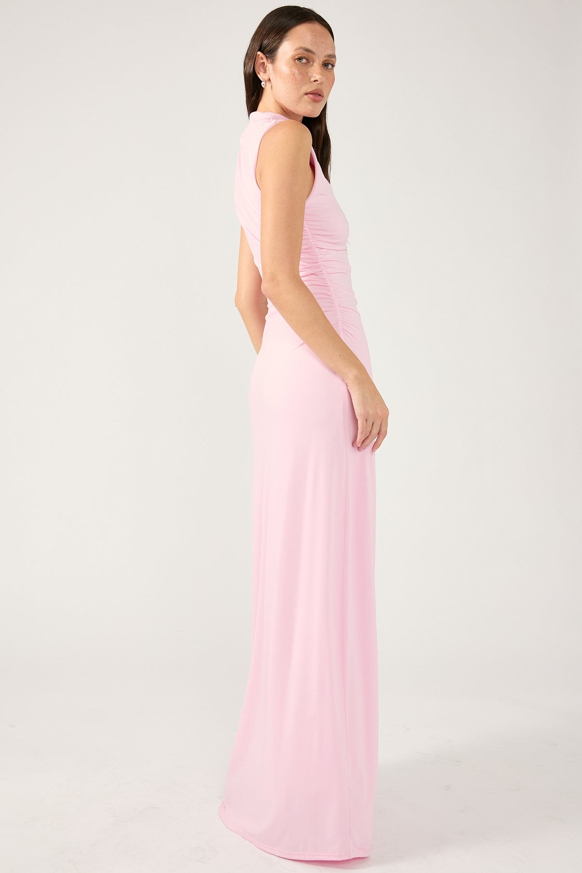 Perfect Stranger Rosewood High Neck Maxi Dress Pink