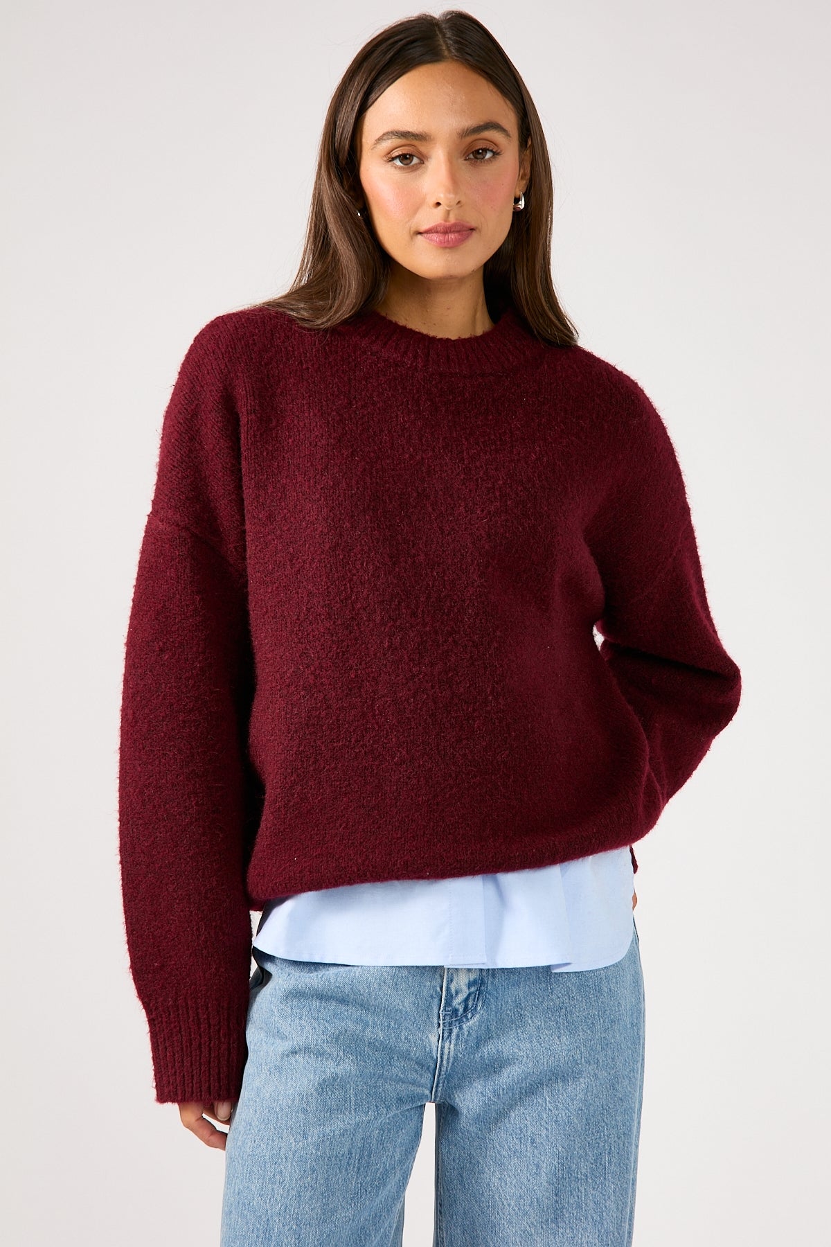 Perfect Stranger Marlowe Crew Neck Jumper Burgundy