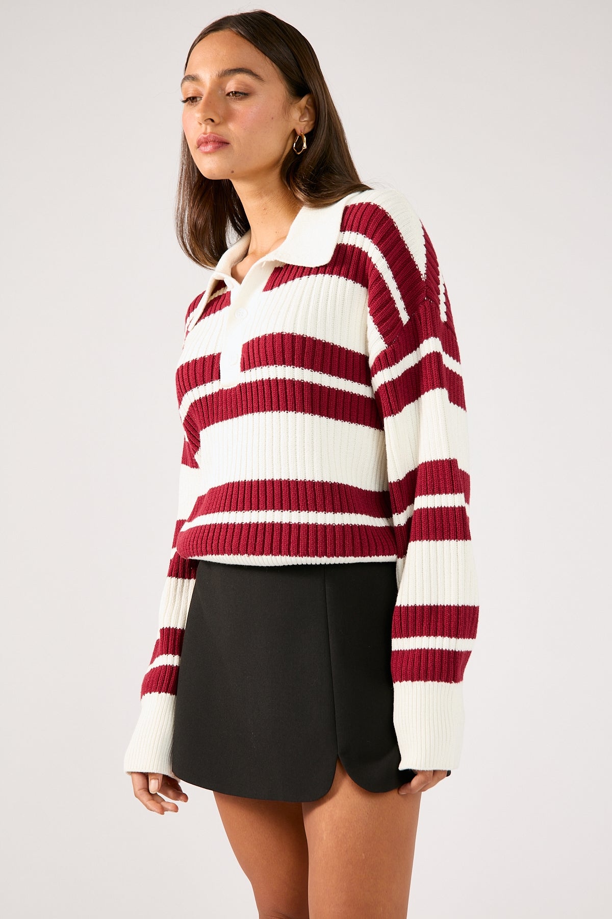 Perfect Stranger Koha Stripe Rugby Knit Jumper Red Stripe