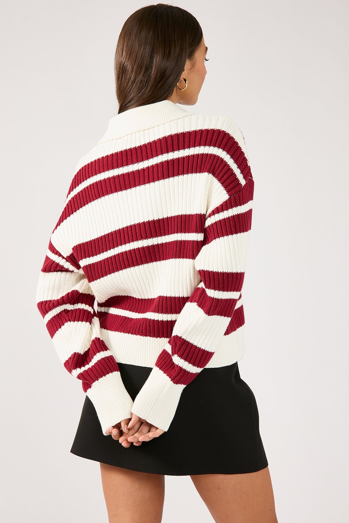 Perfect Stranger Koha Stripe Rugby Knit Jumper Red Stripe