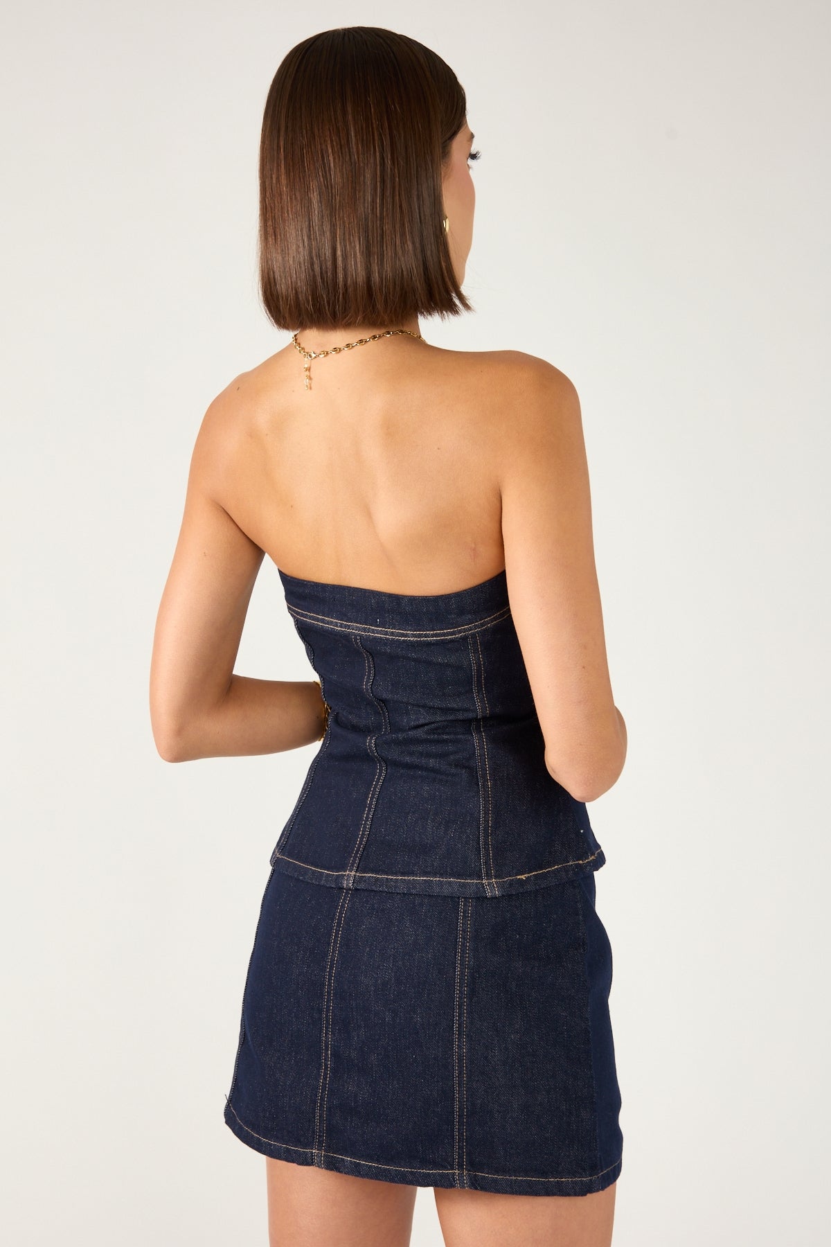 Perfect Stranger Mila Denim Mid Rise Skort Dark Blue Denim