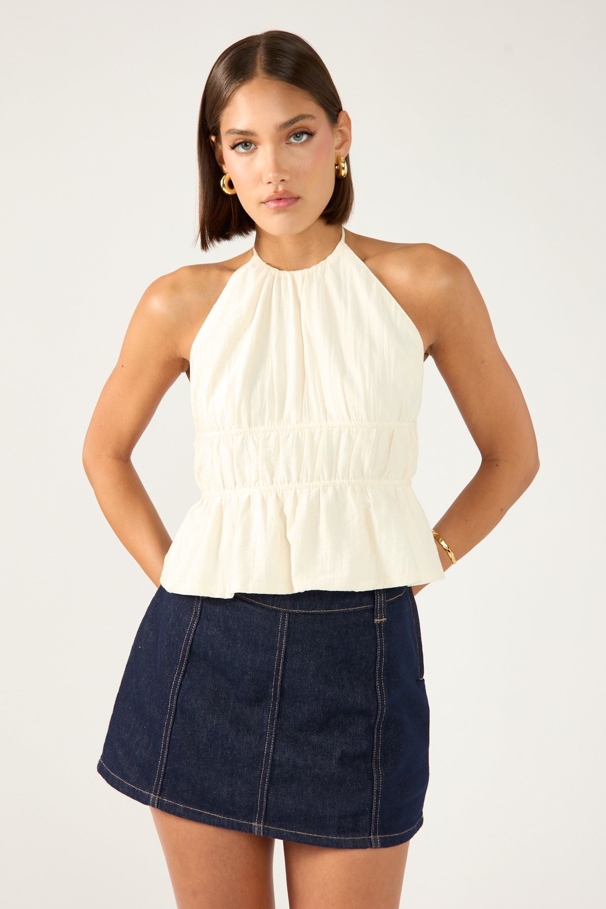 Perfect Stranger Mila Denim Mid Rise Skort Dark Blue Denim