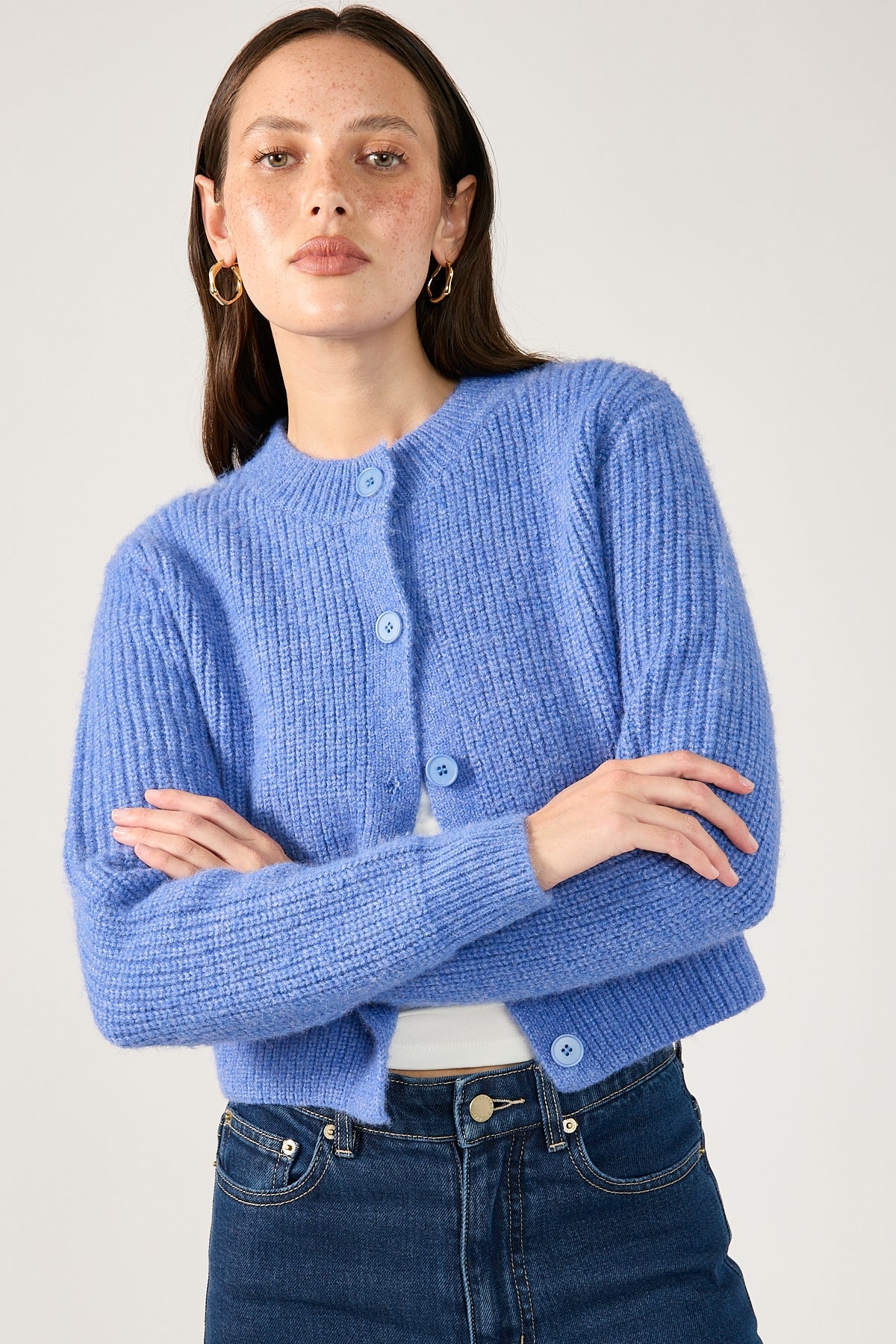 Perfect Stranger Prue Fluffy Cardigan Blue