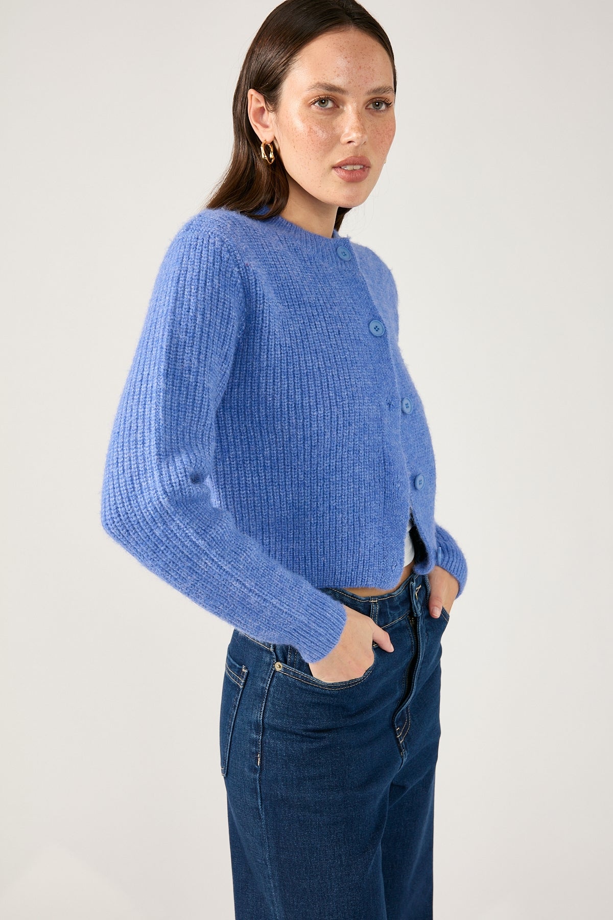 Perfect Stranger Prue Fluffy Cardigan Blue