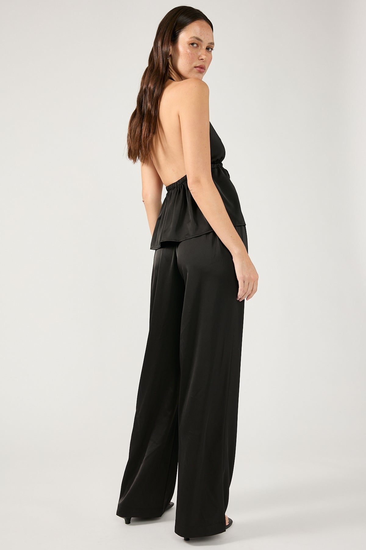 Perfect Stranger Glossy Elastic Waist Pant Black