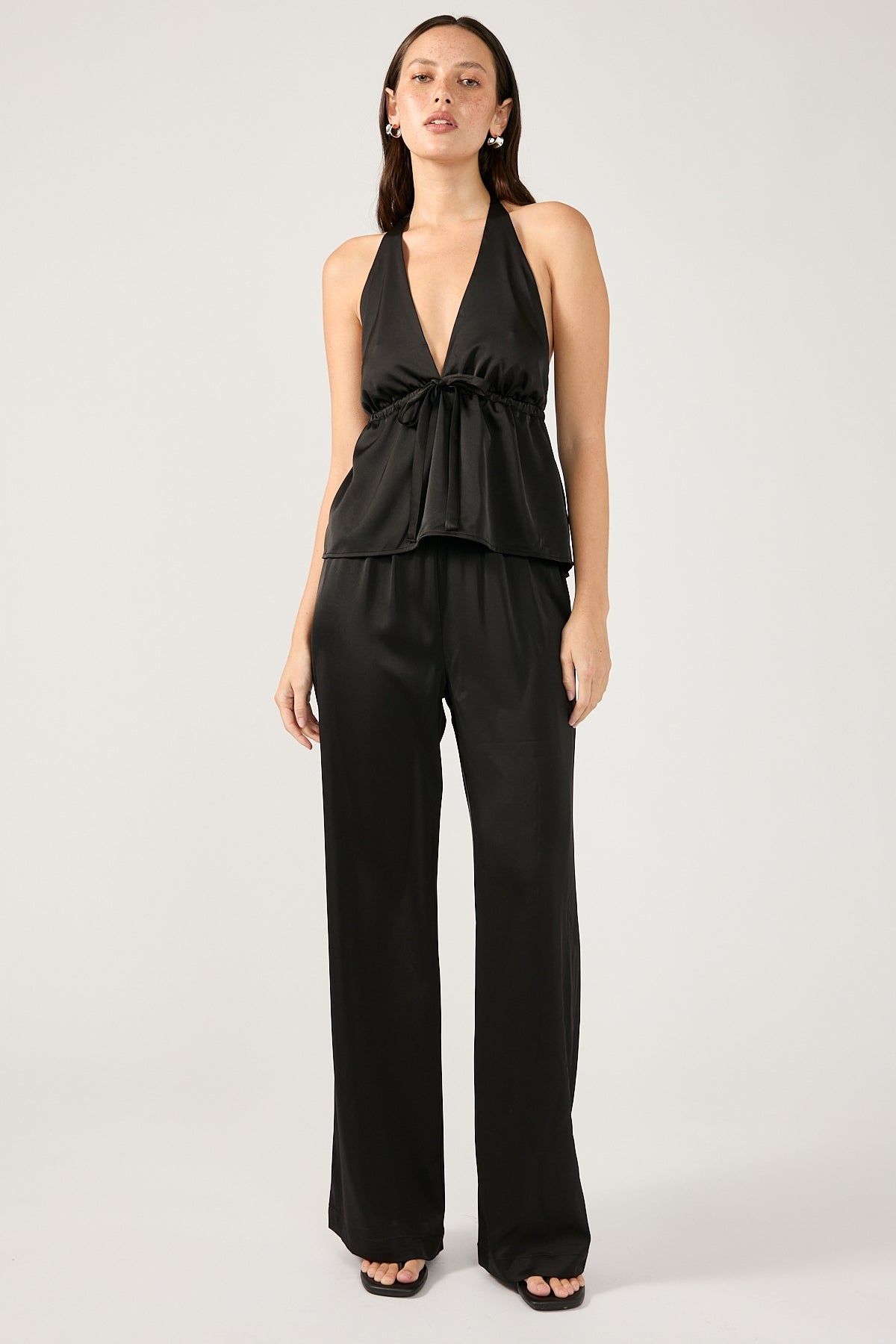Perfect Stranger Glossy Halter Top Black