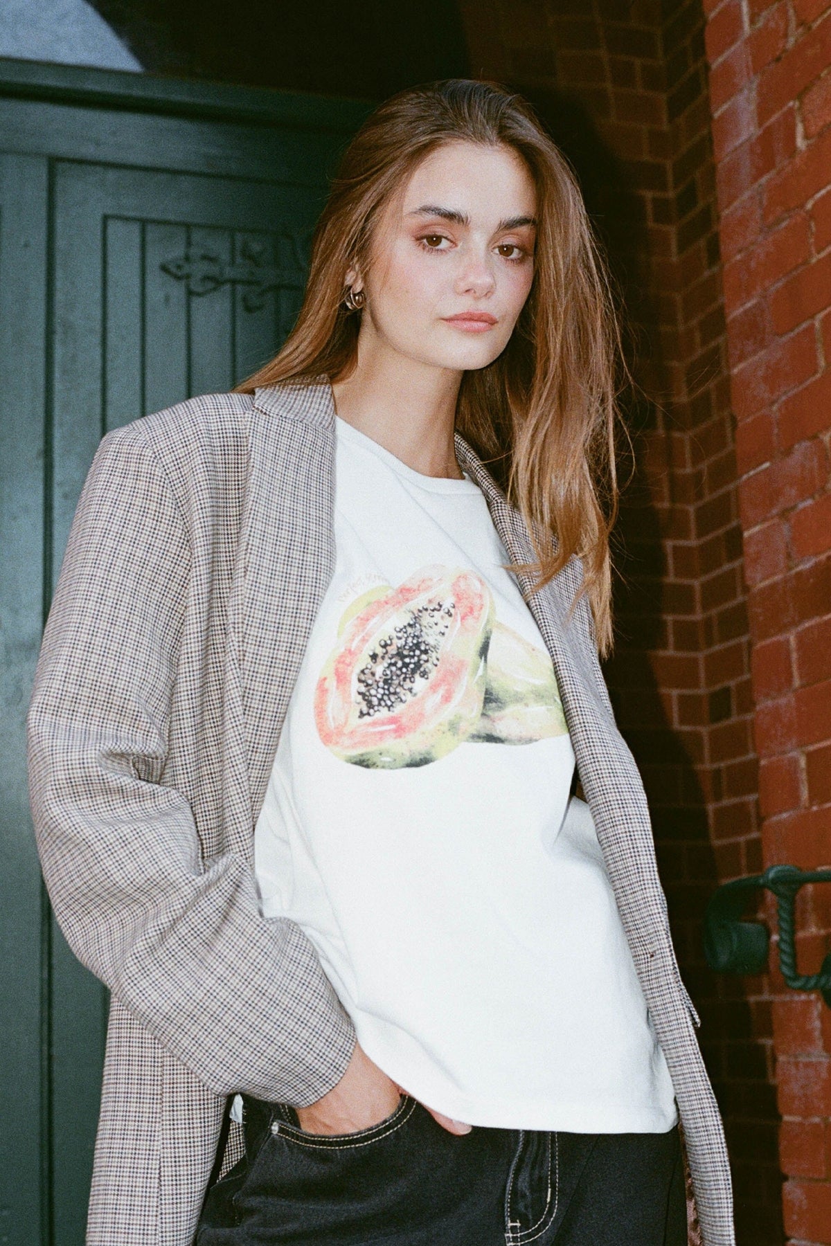 Perfect Stranger Papaya Oversized Graphic Tee White