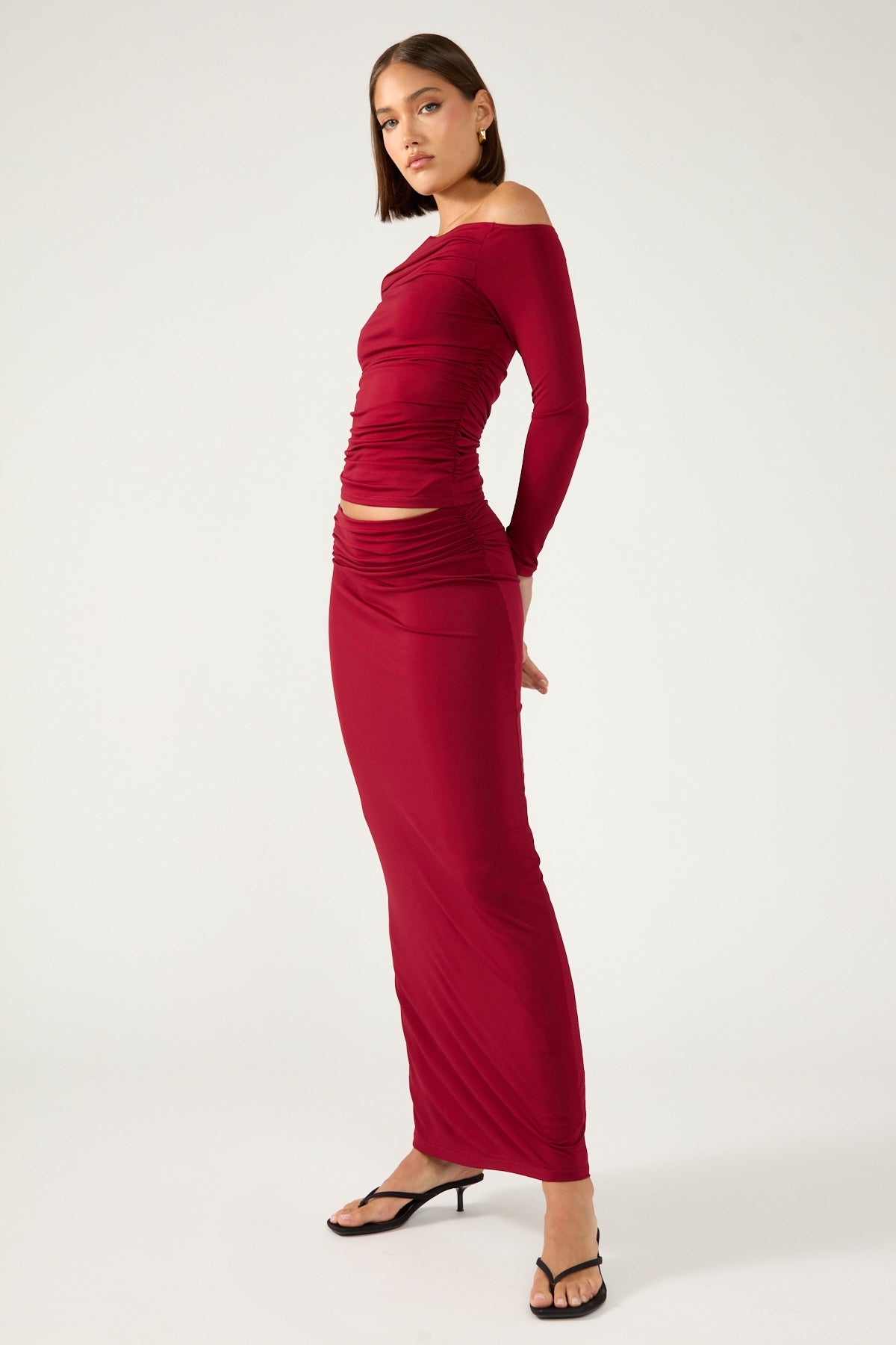 Perfect Stranger Rosh Maxi Skirt Burgundy