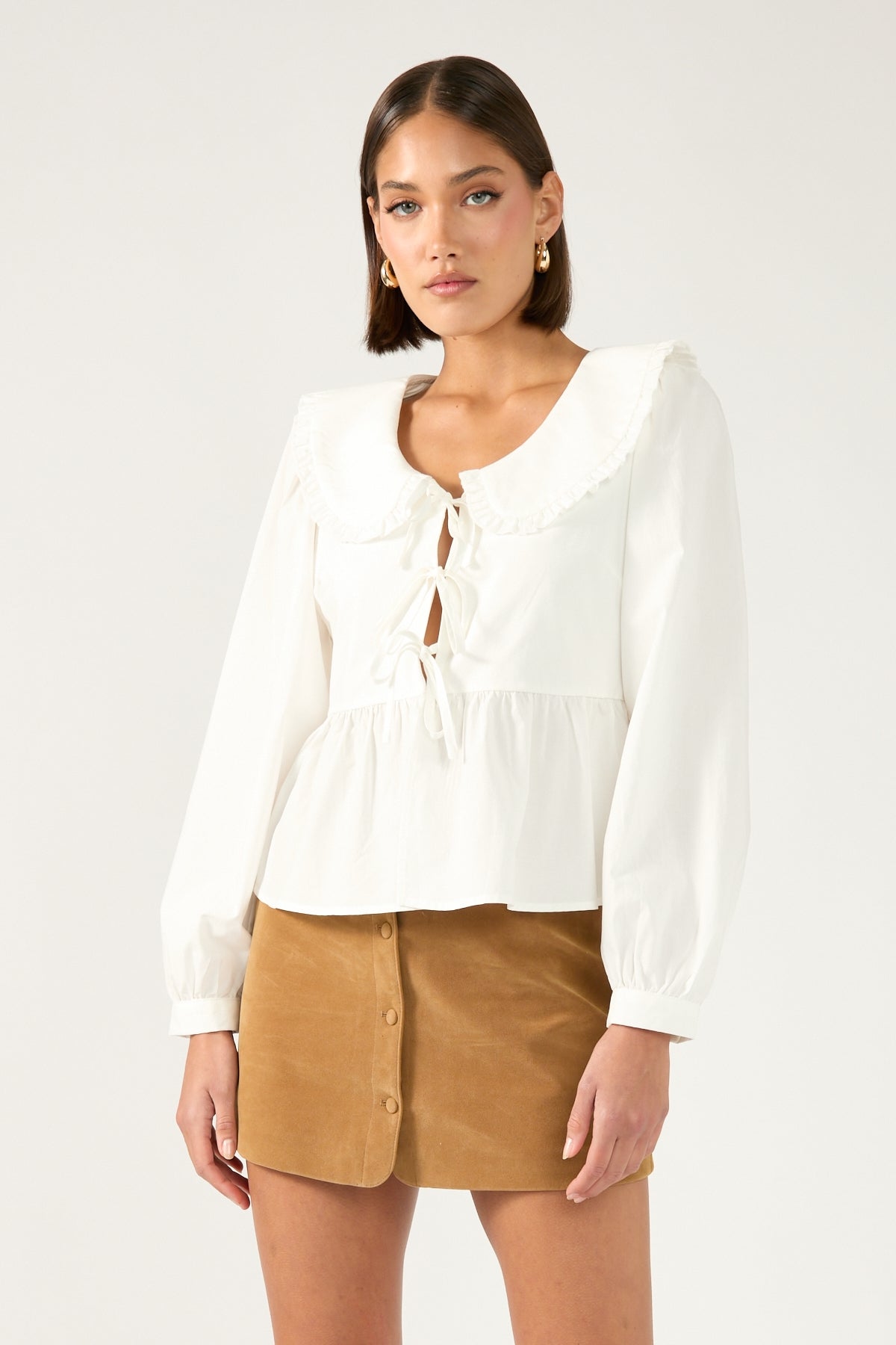 Perfect Stranger Amelie PU Suede Mini Skirt Tan