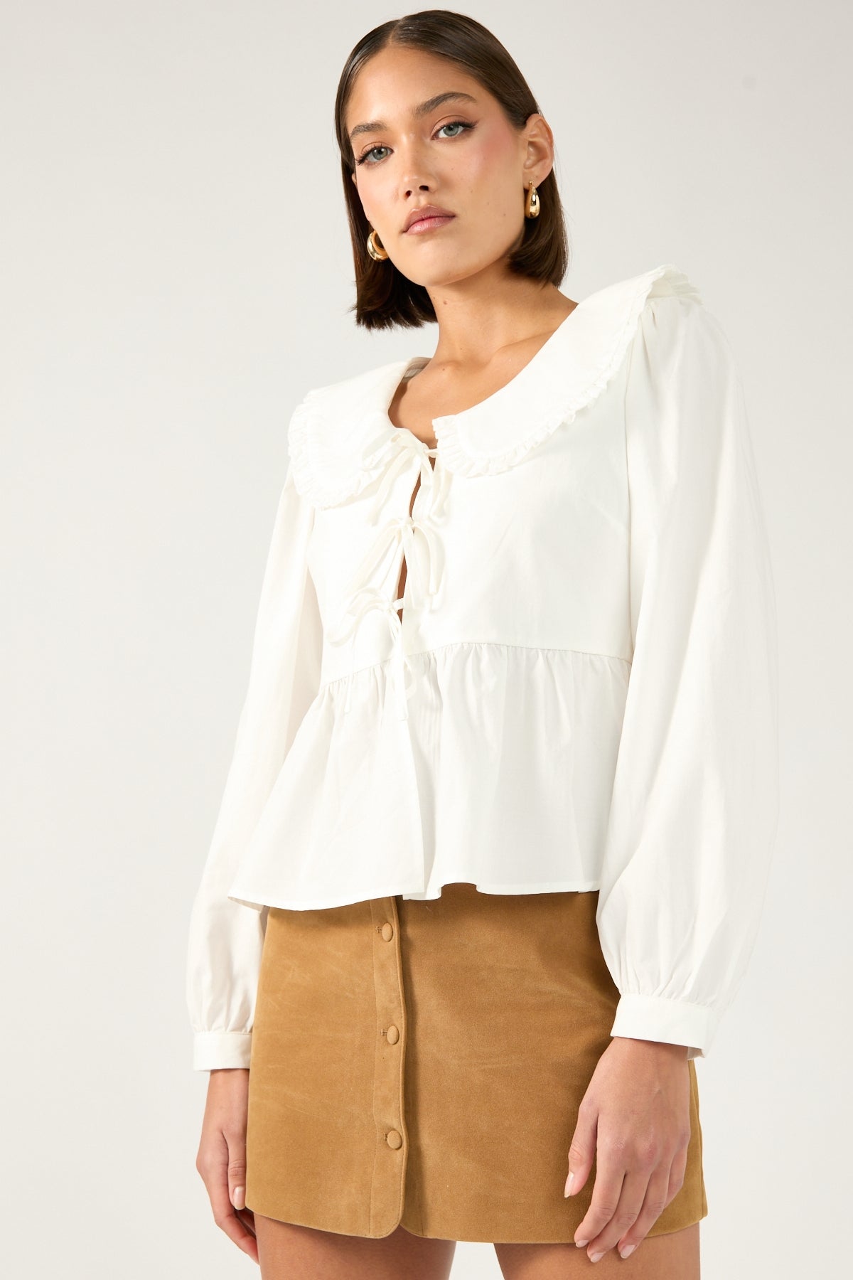 Perfect Stranger Amelie PU Suede Mini Skirt Tan