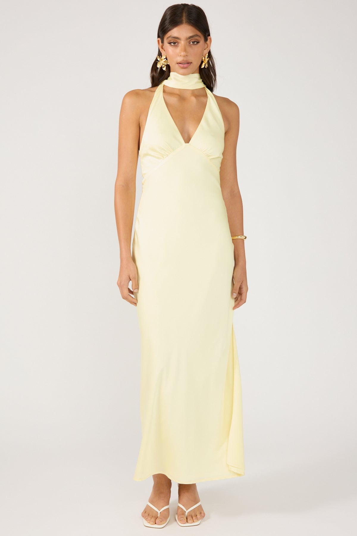 Perfect Stranger Noree Scarf Maxi Dress Lemon