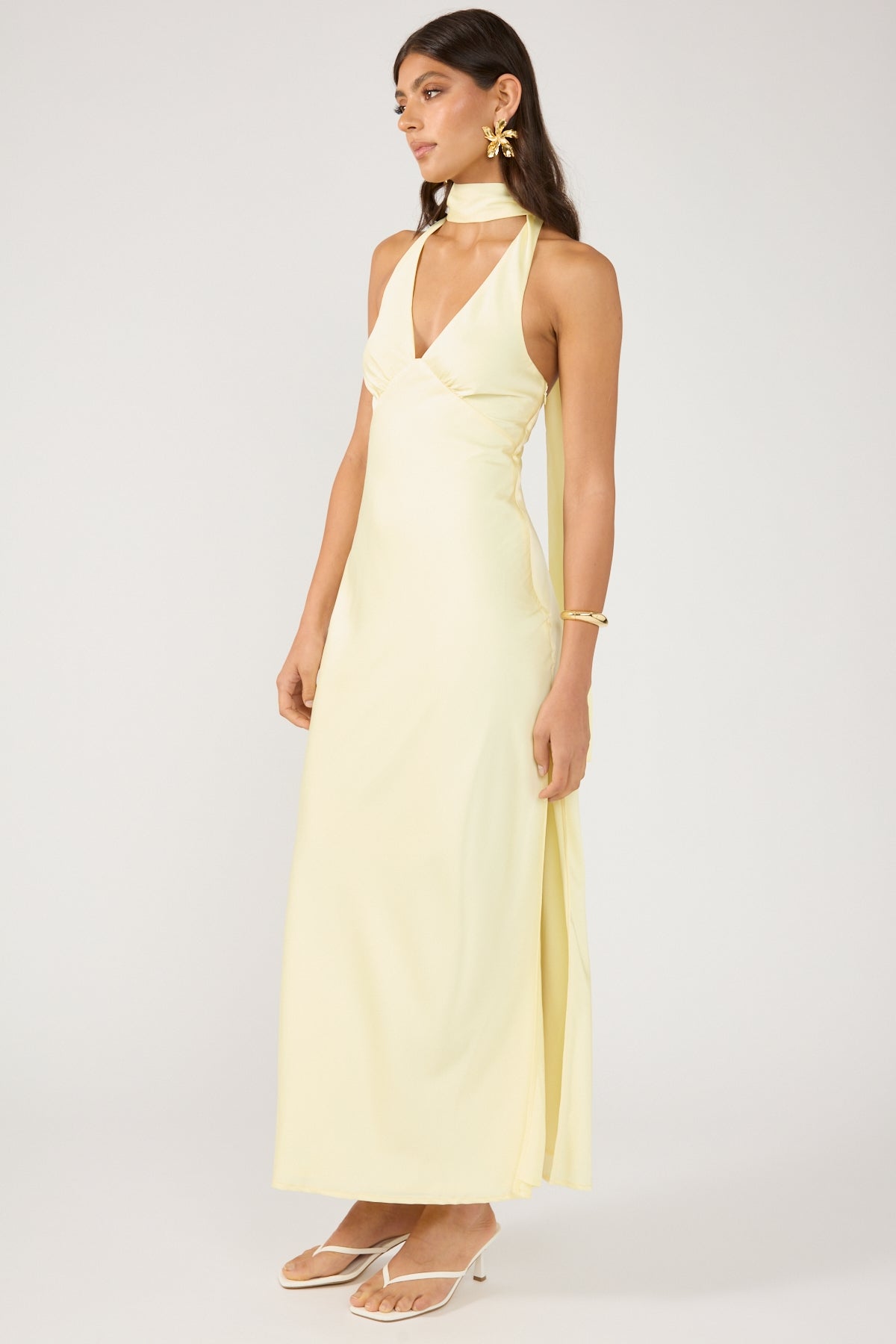 Perfect Stranger Noree Scarf Maxi Dress Lemon