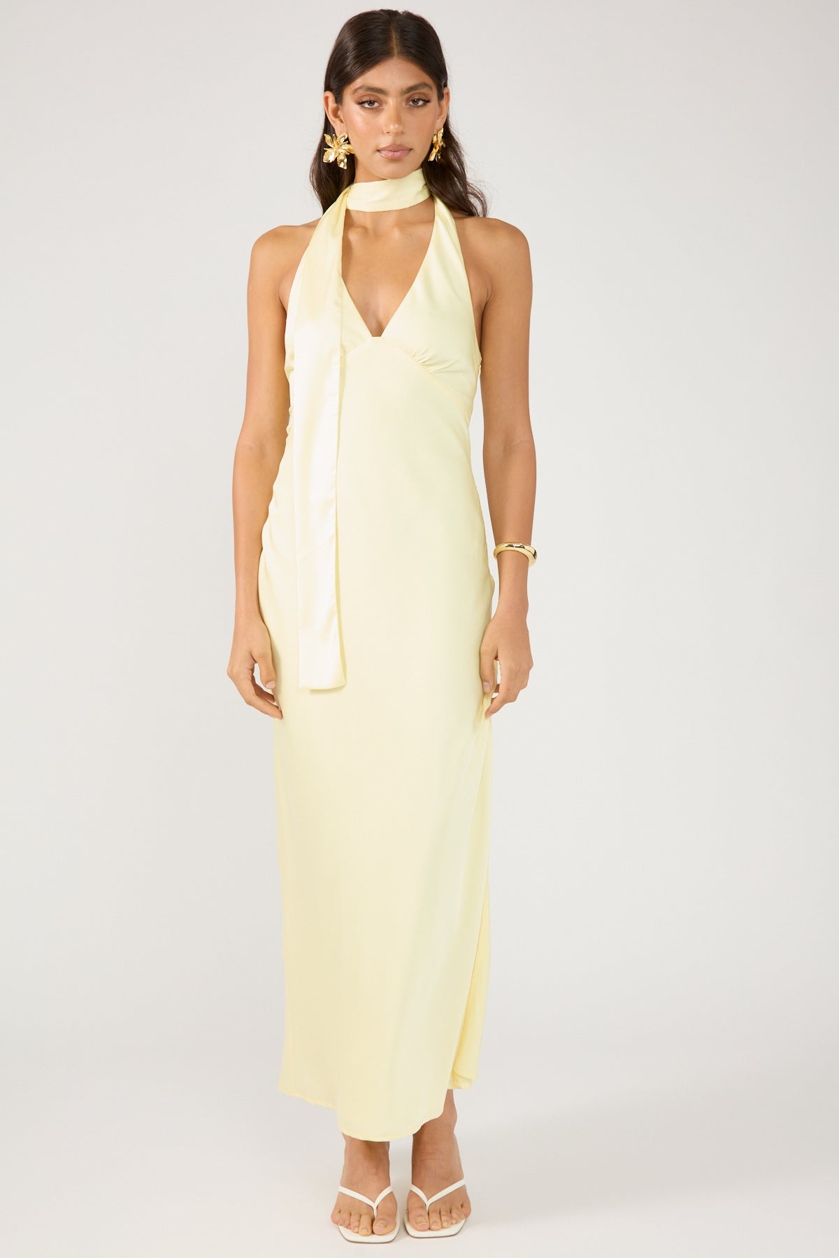 Perfect Stranger Noree Scarf Maxi Dress Lemon