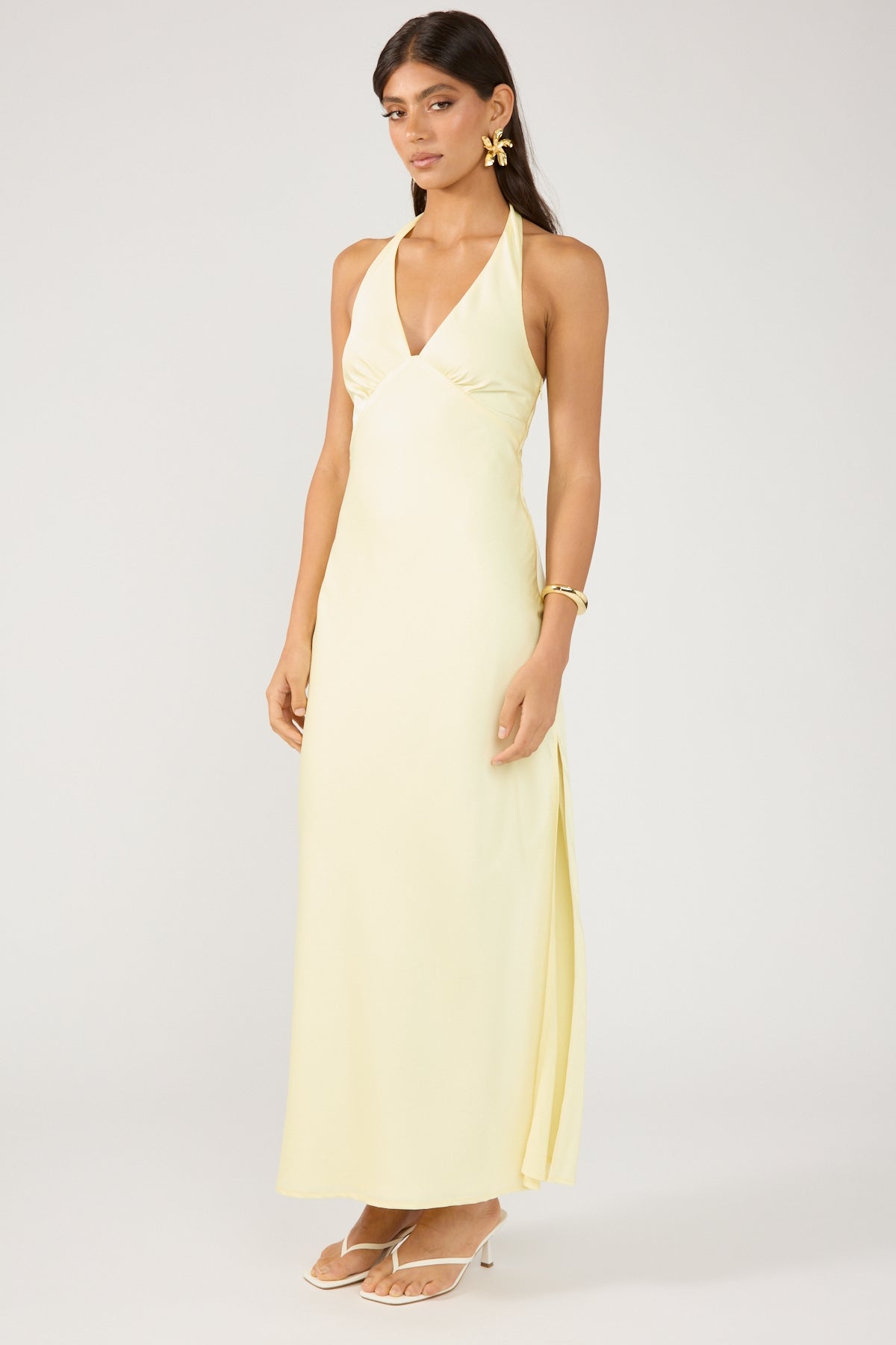 Perfect Stranger Noree Scarf Maxi Dress Lemon