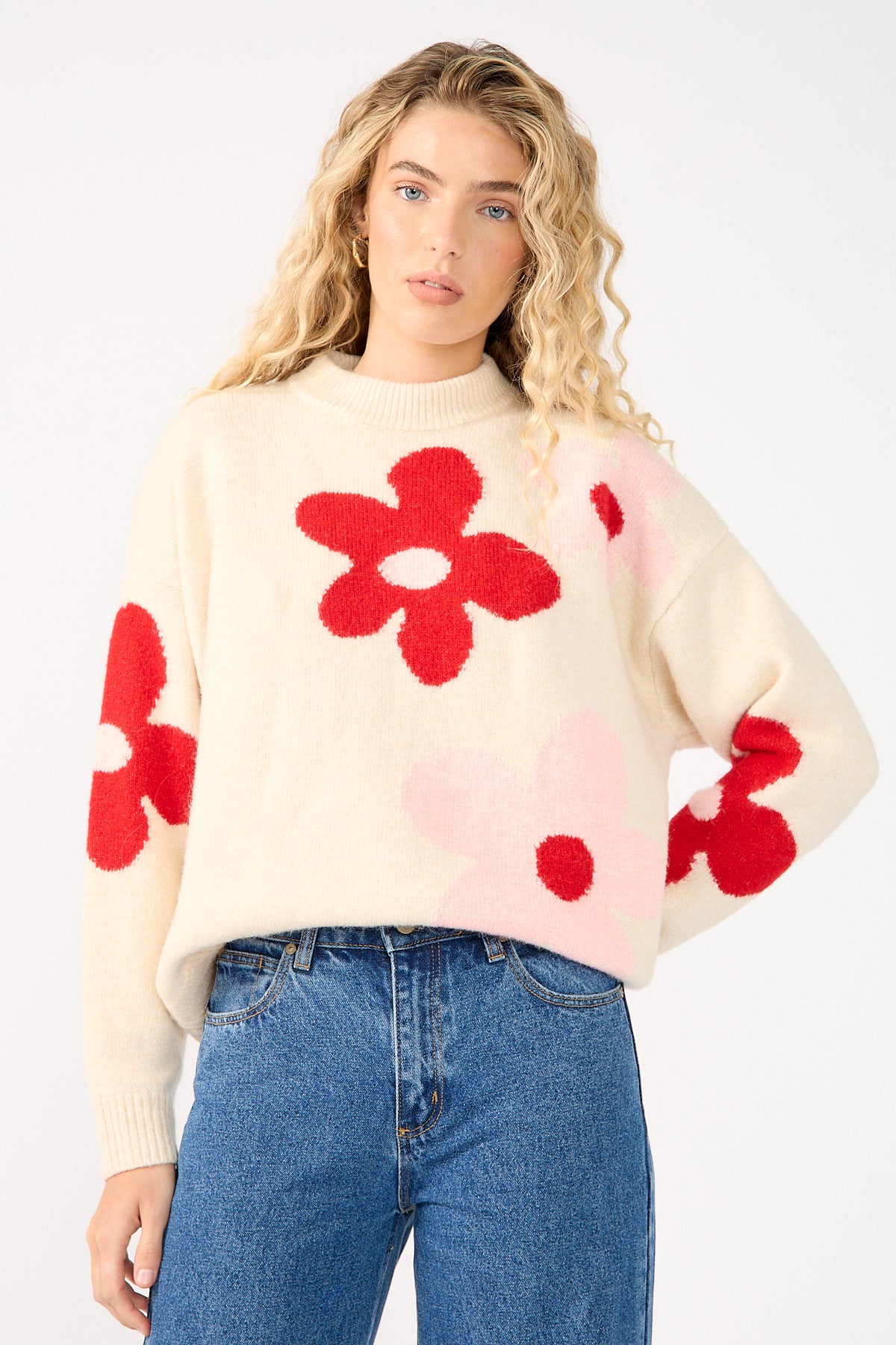 Perfect Stranger Posey Floral Knit Jumper Cream Print