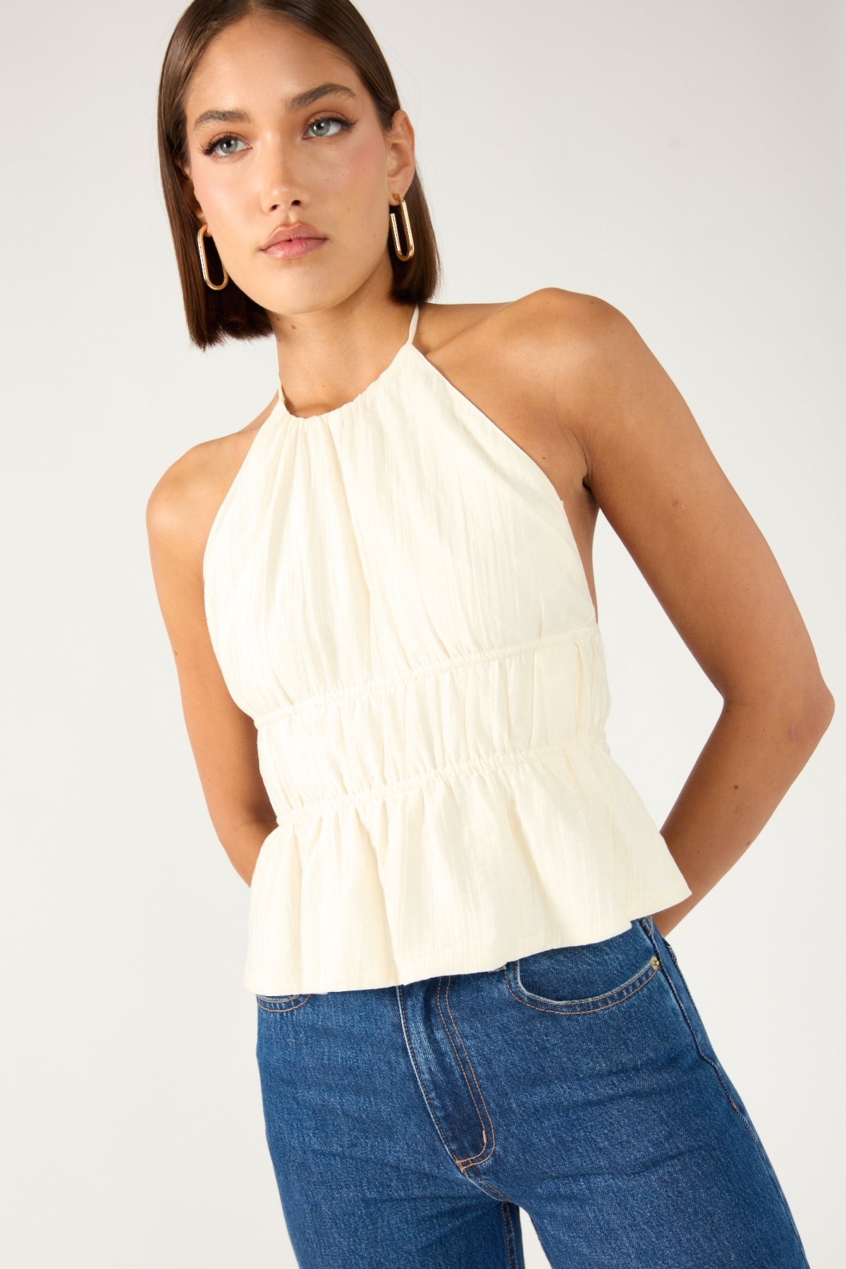 Perfect Stranger Marybelle Halter Open Back Top Cream