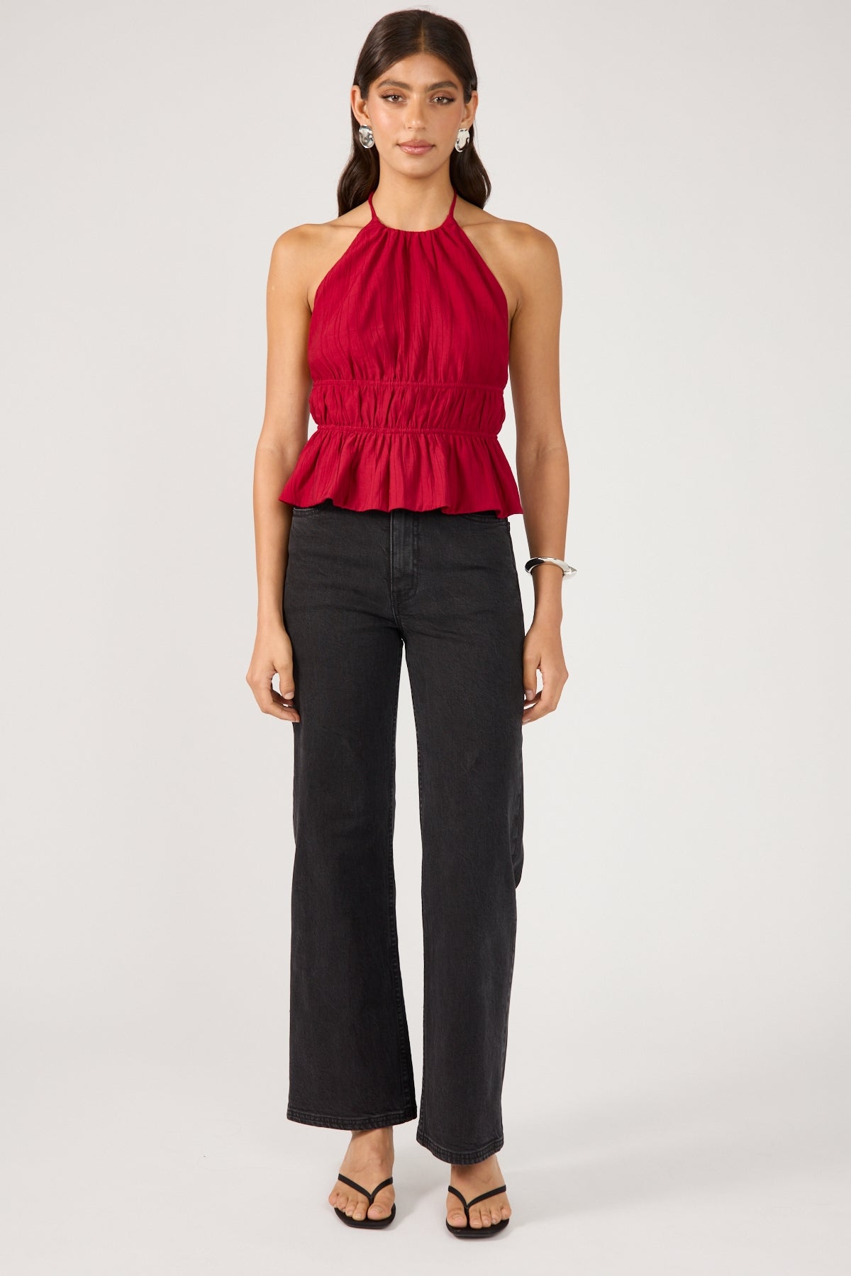 Perfect Stranger Arybelle Halter Open Back Top Burgundy