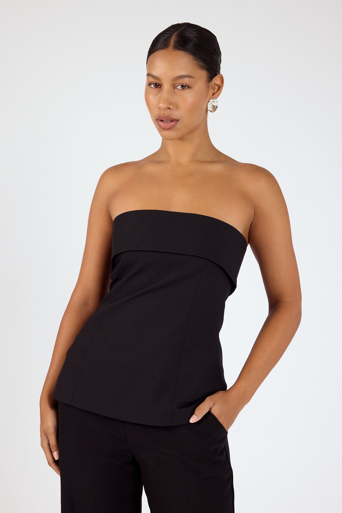 Perfect Stranger Luca Strapless Long Line Top Black