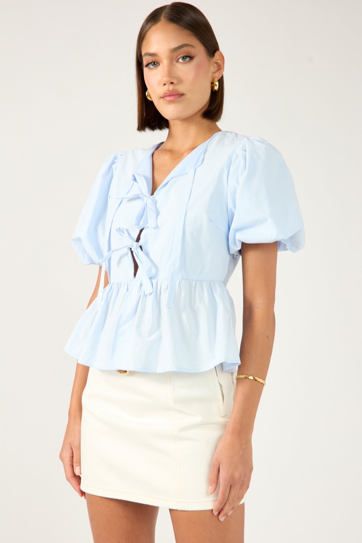 Perfect Stranger Mika Denim Mini Skirt Cream