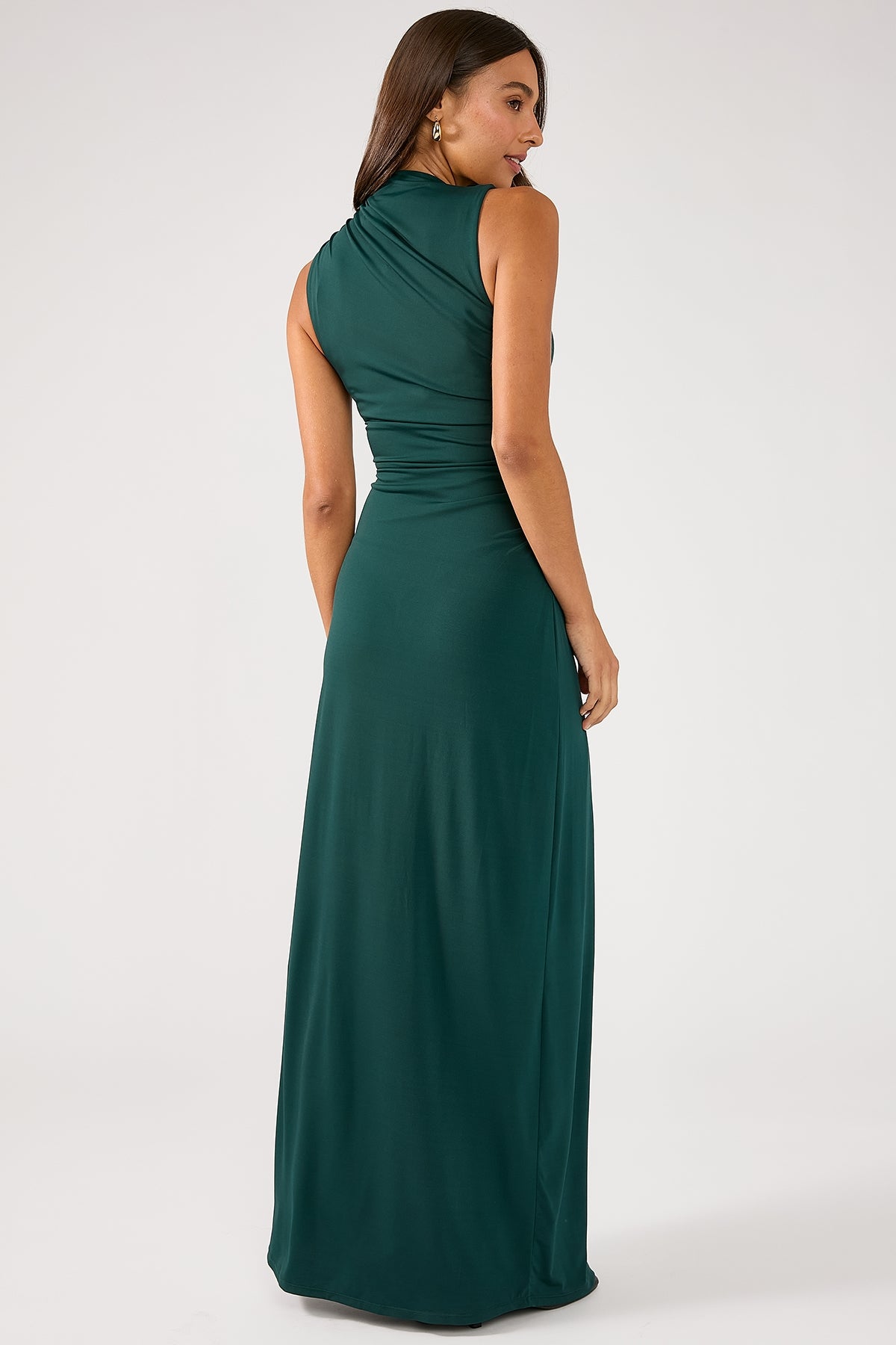 Perfect Stranger Rosewood High Neck Maxi Dress Dark Green