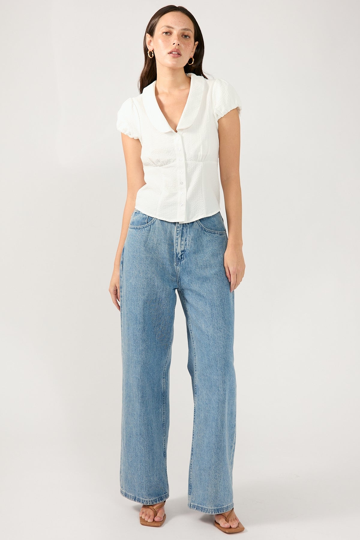 Perfect Stranger Bliana Short Sleeve Blouse White