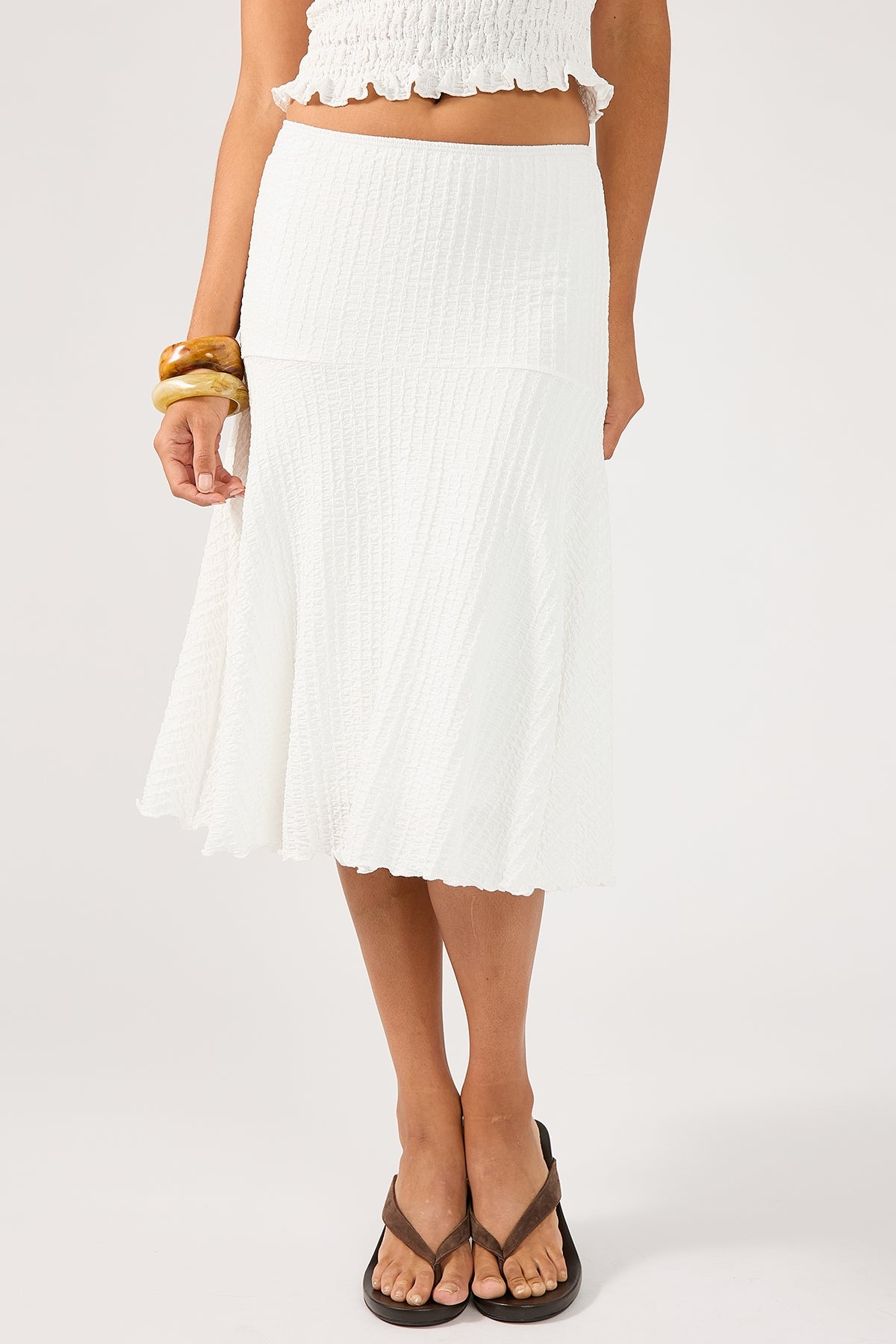 Perfect Stranger Mimsy Midi Skirt White