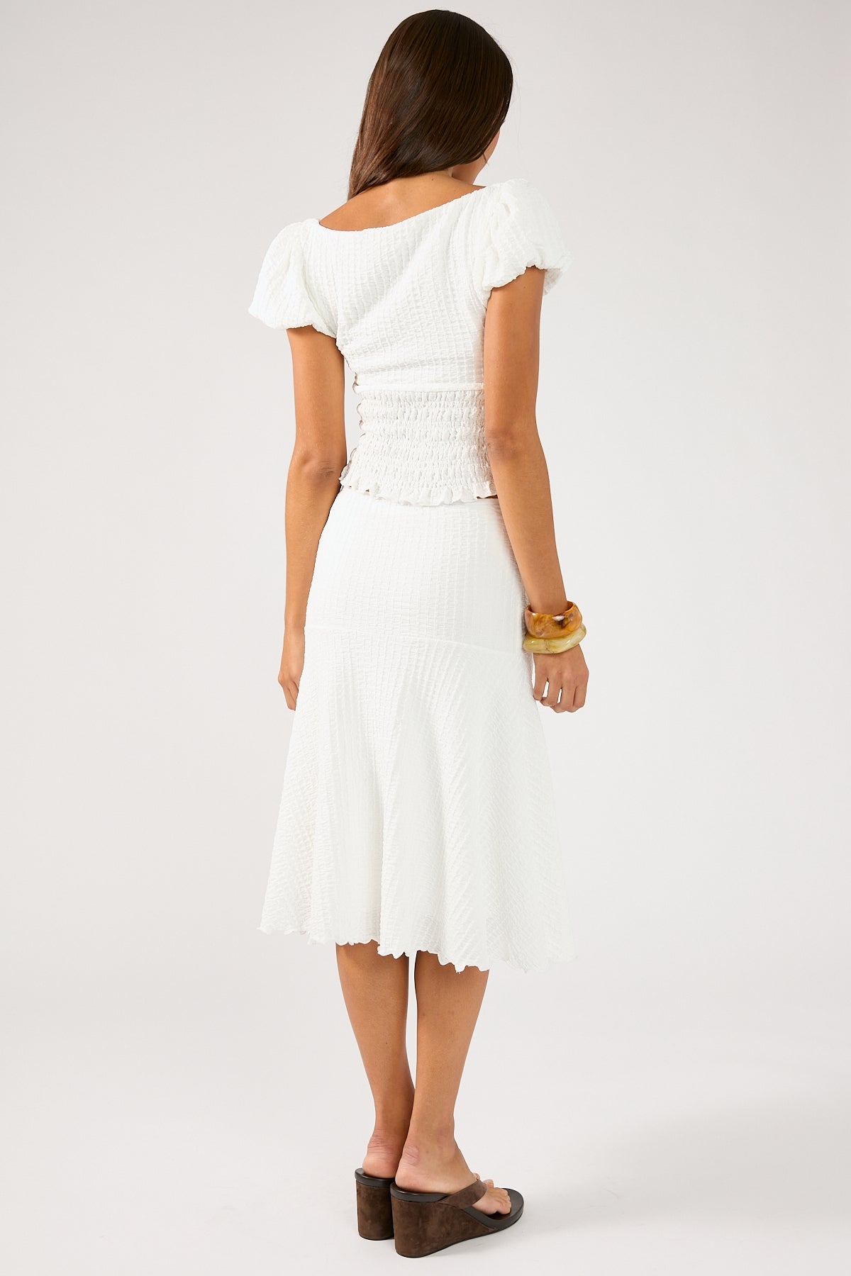 Perfect Stranger Mimsy Midi Skirt White