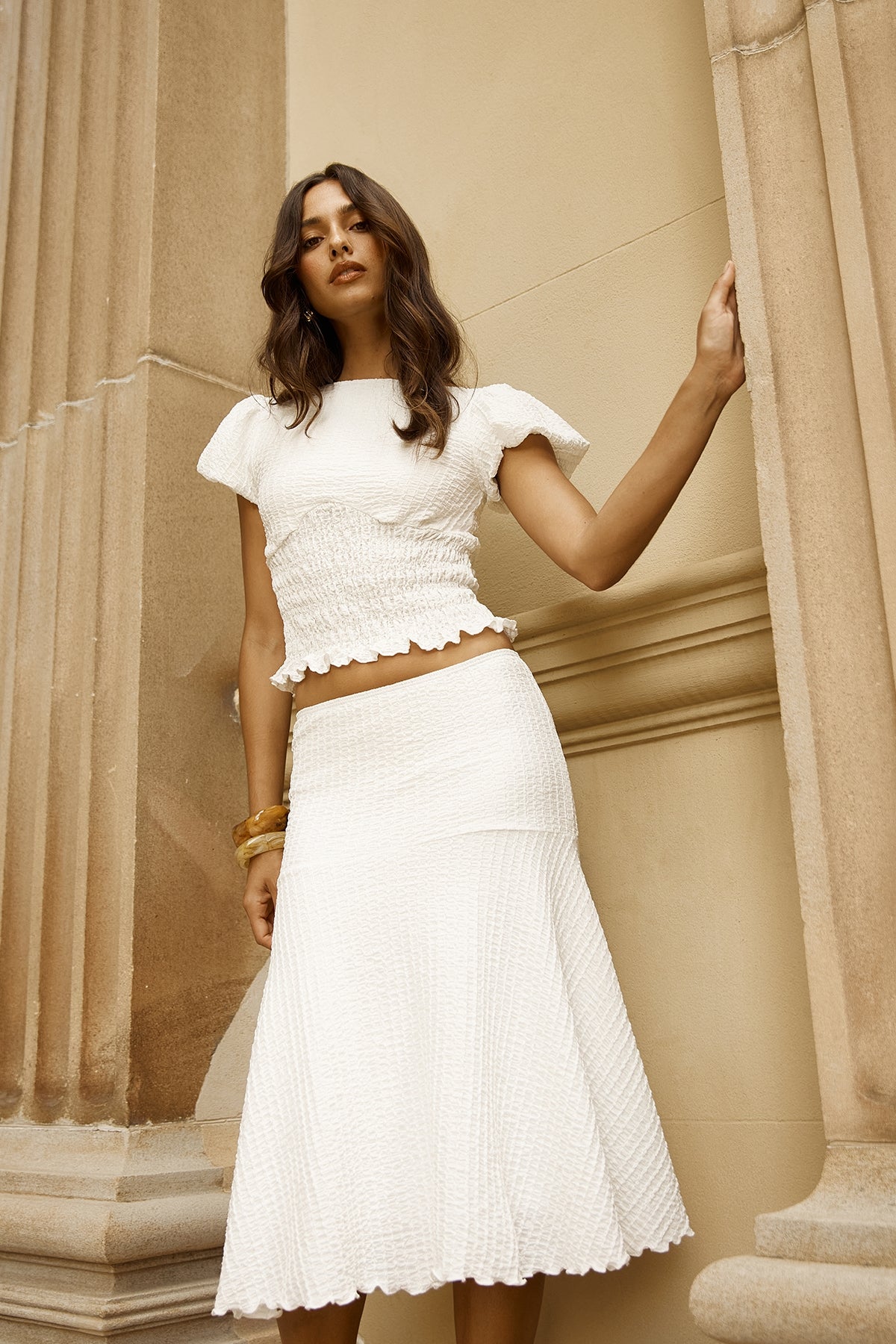 Perfect Stranger Mimsy Midi Skirt White