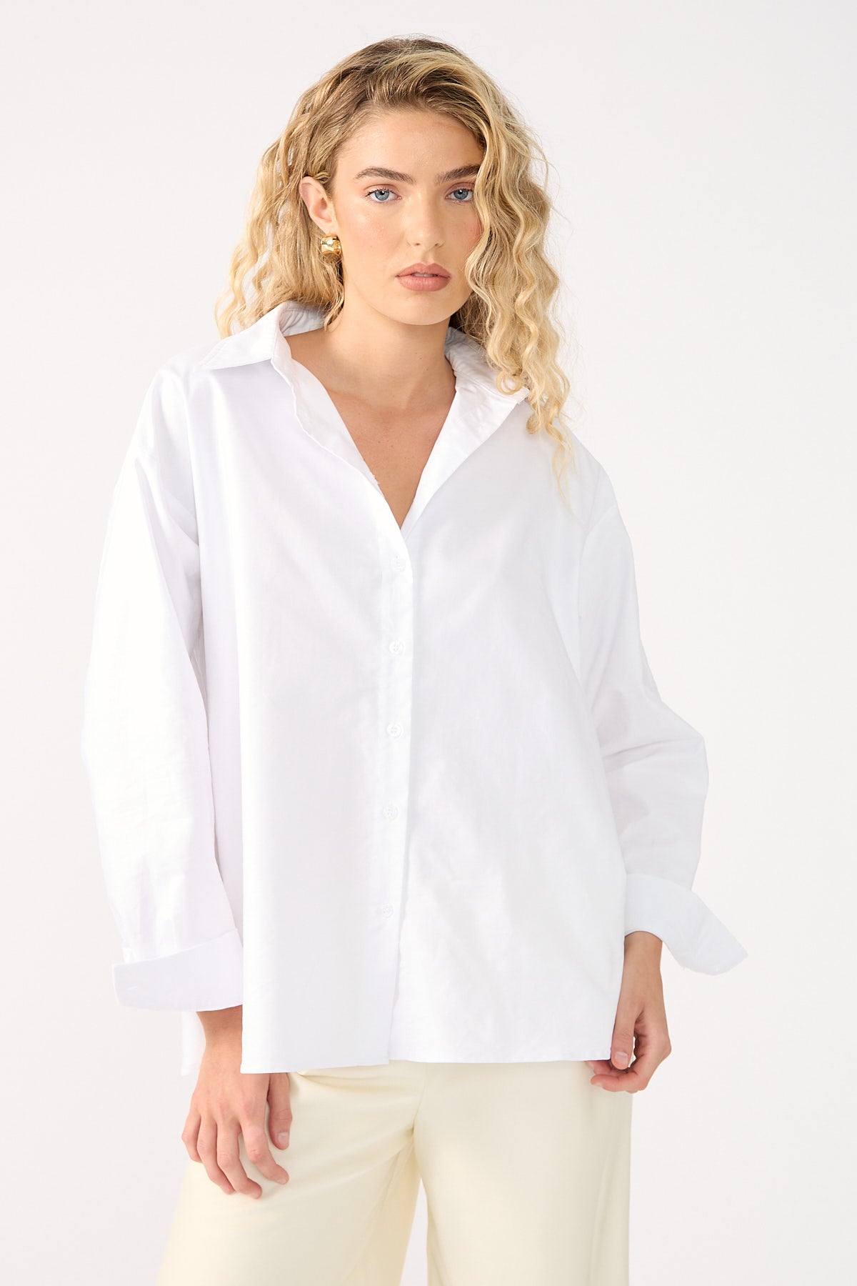 Perfect Stranger Oxford Long Sleeve Shirt White