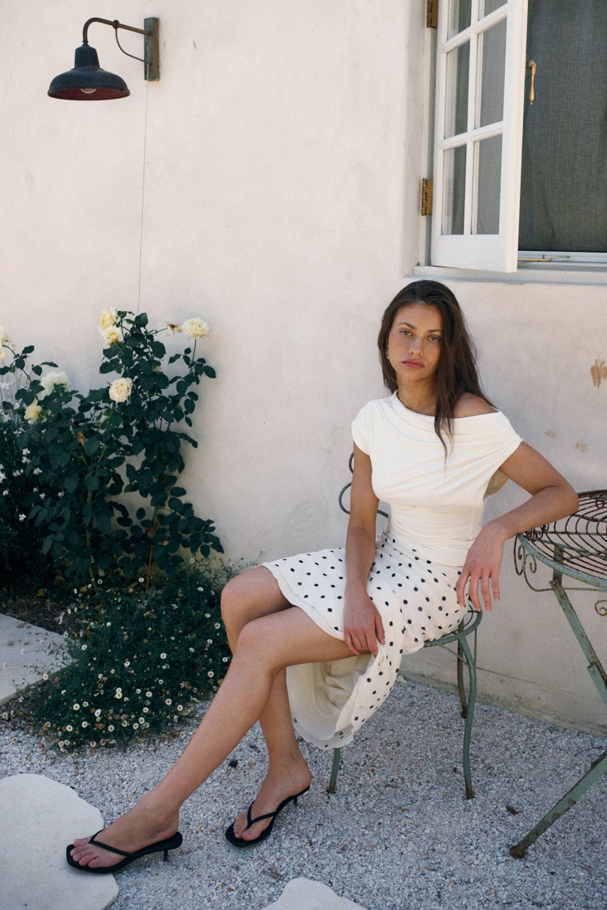 Perfect Stranger Polka Wish Maxi Skirt Cream Print