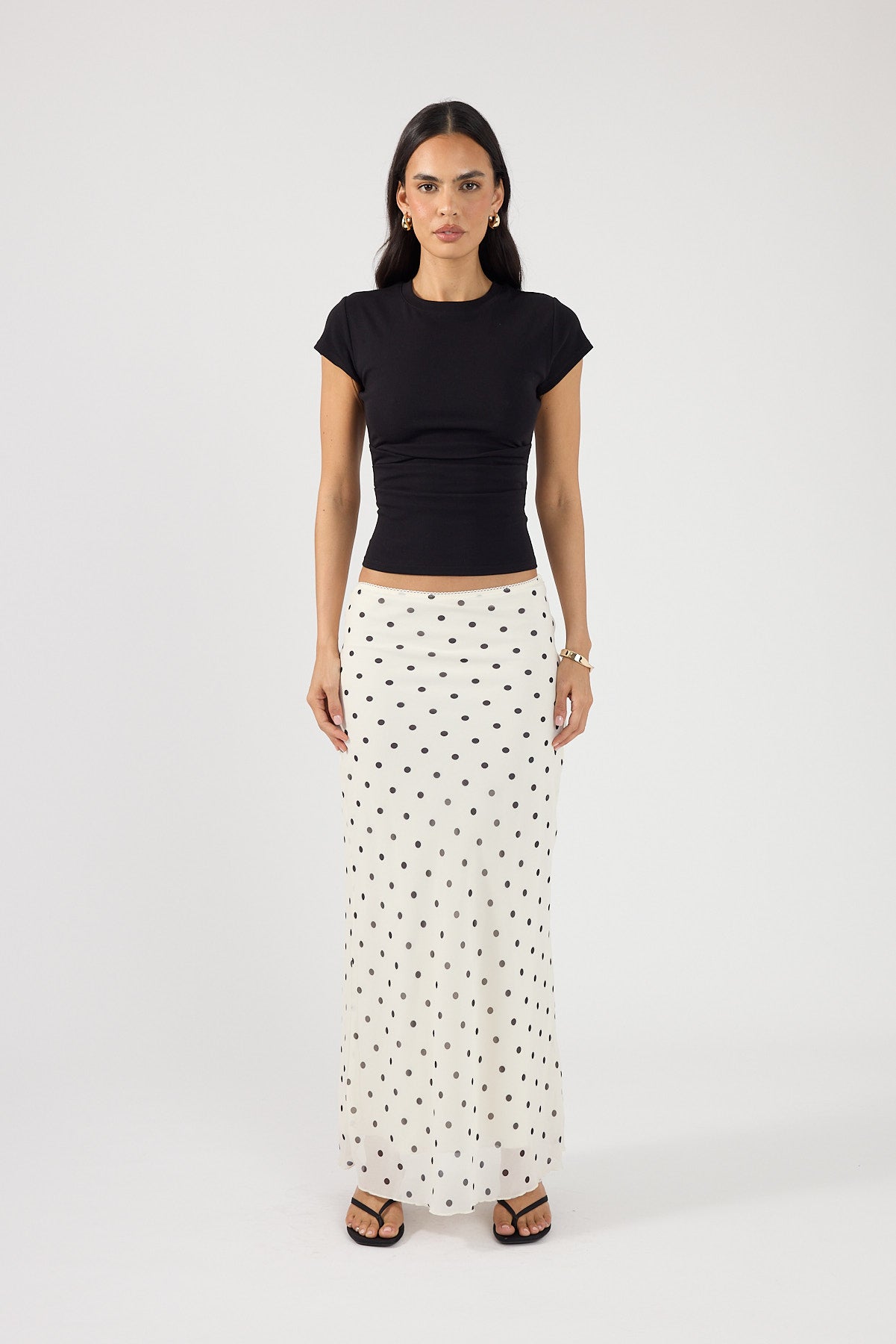 Perfect Stranger Polka Wish Maxi Skirt Cream Print