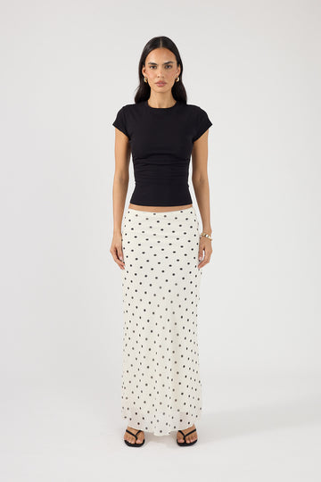 Perfect Stranger Polka Wish Maxi Skirt Cream Print